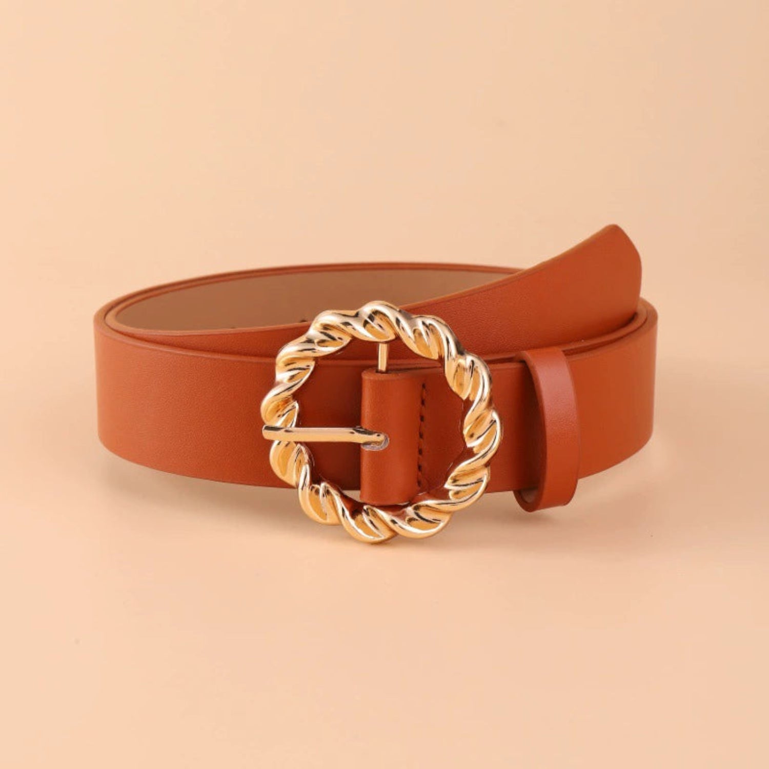 Twisted Round Buckle Brown Belt JLTHB0295