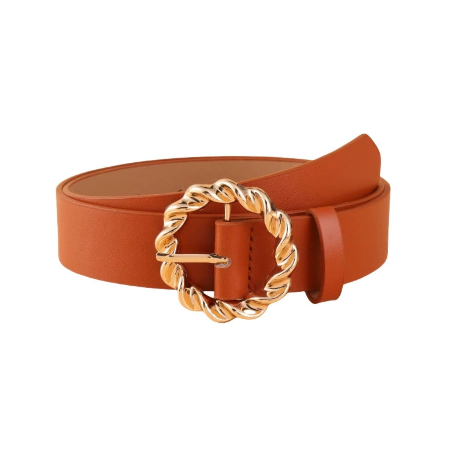 Twisted Round Buckle Brown Belt JLTHB0295