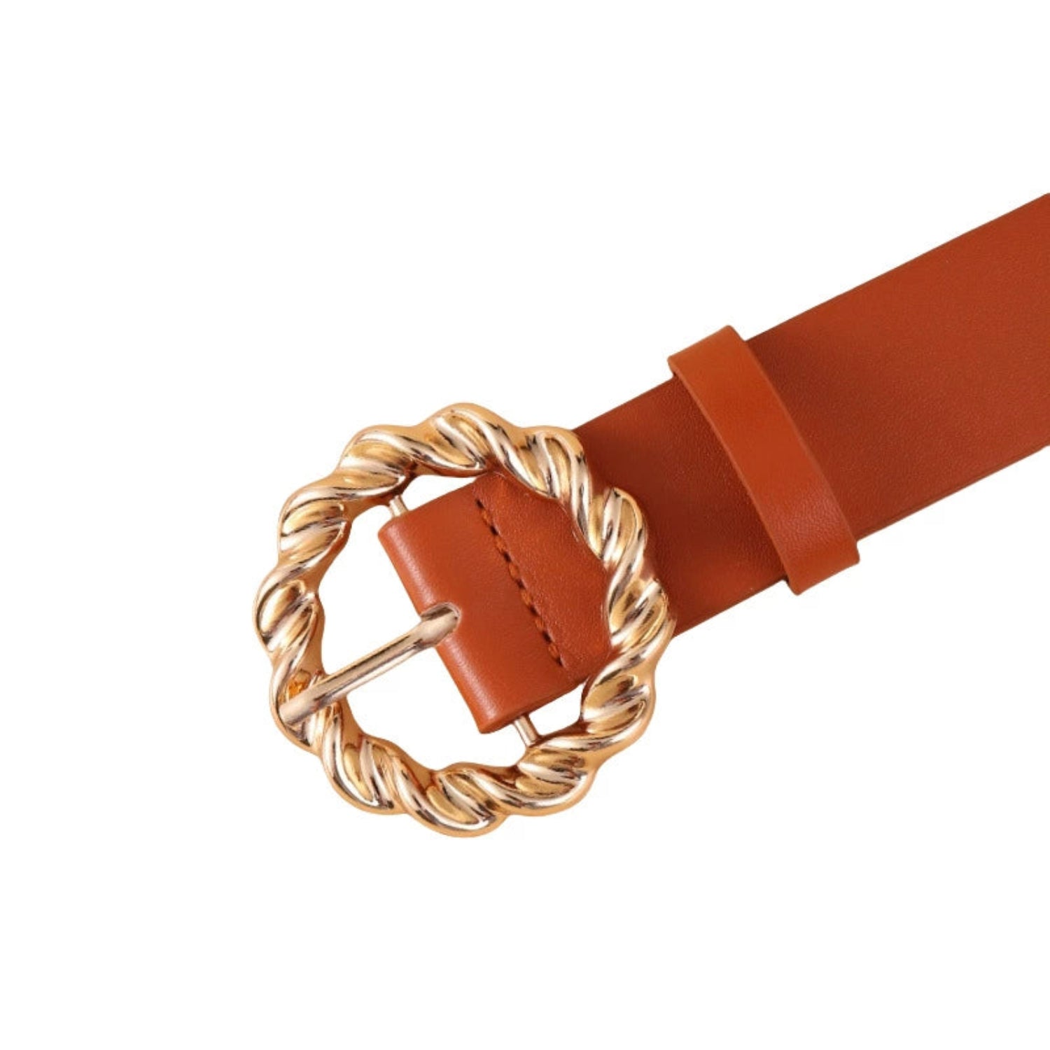Twisted Round Buckle Brown Belt JLTHB0295