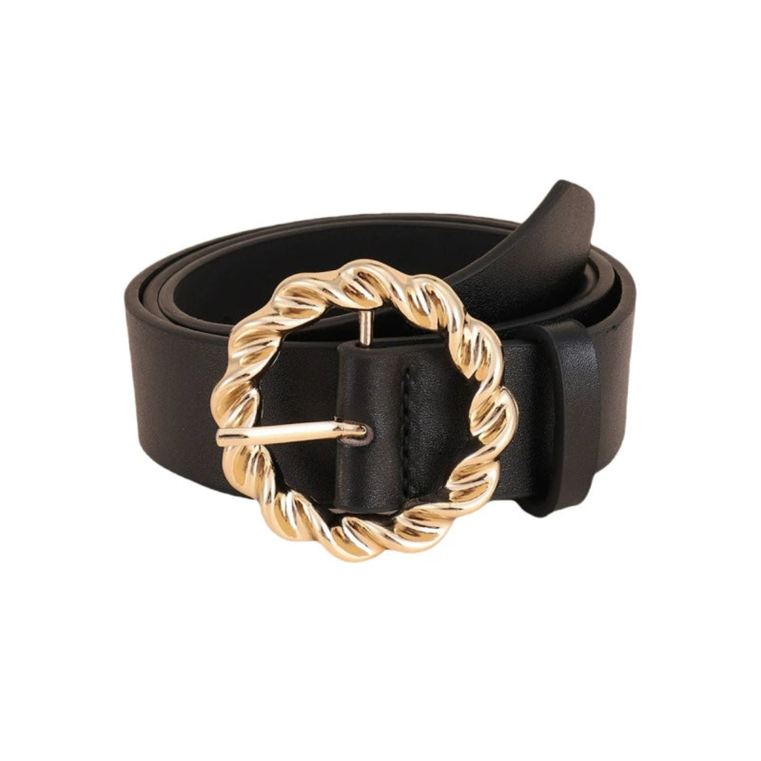 Twisted Round Buckle Black Belt JLTHB0296