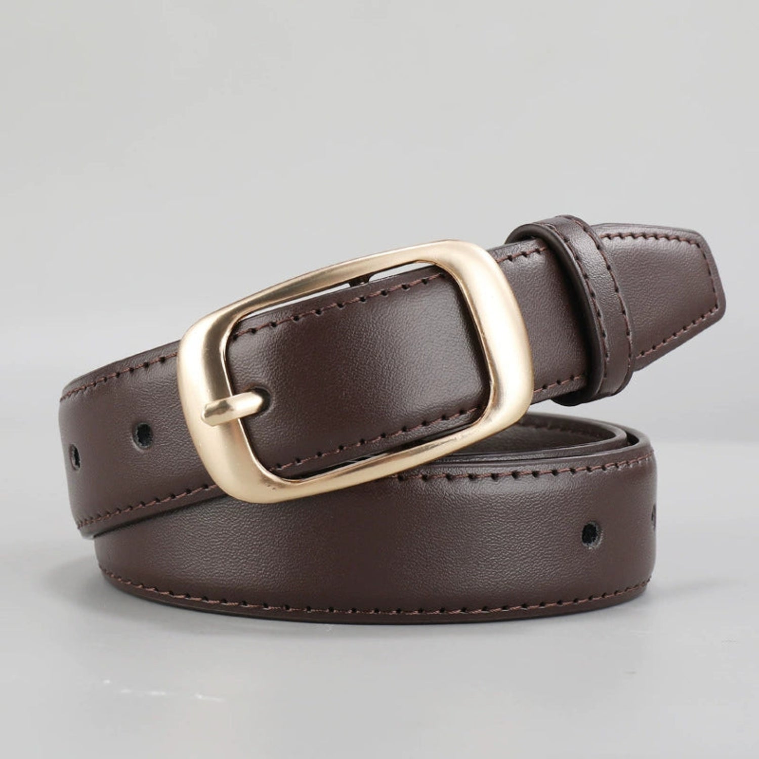 Classic Rectangle Buckle Coffee Belt JLTHB0302