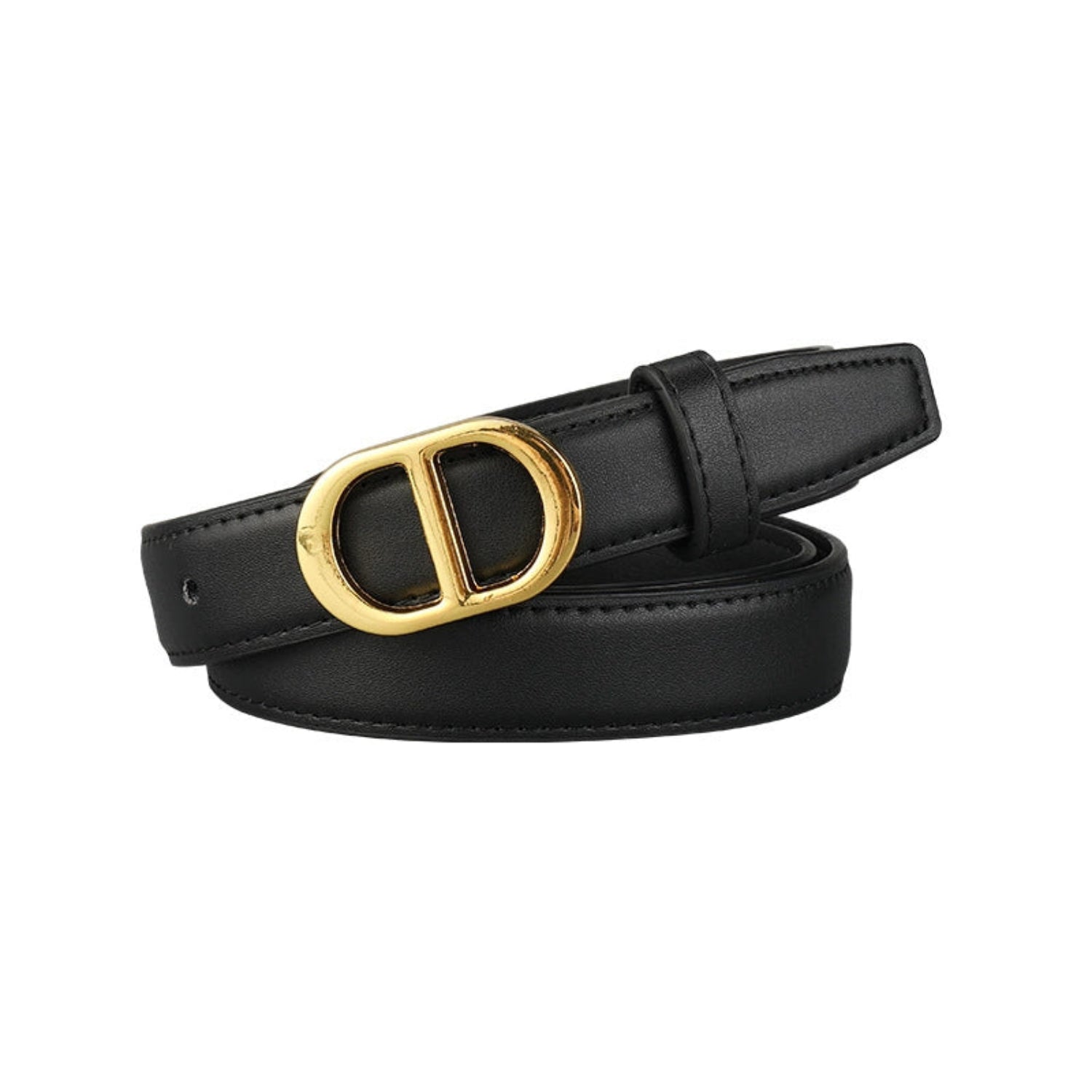Oval Gold Buckle Black Belt JLTHB0304