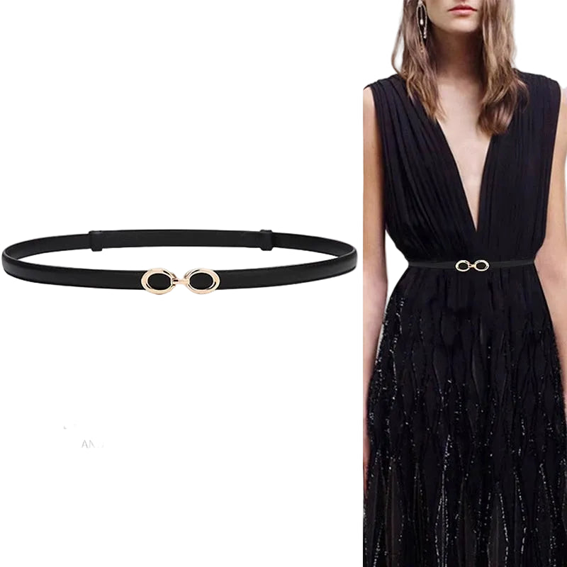 Gold Infinity Buckle Black Belt JLTHB0305