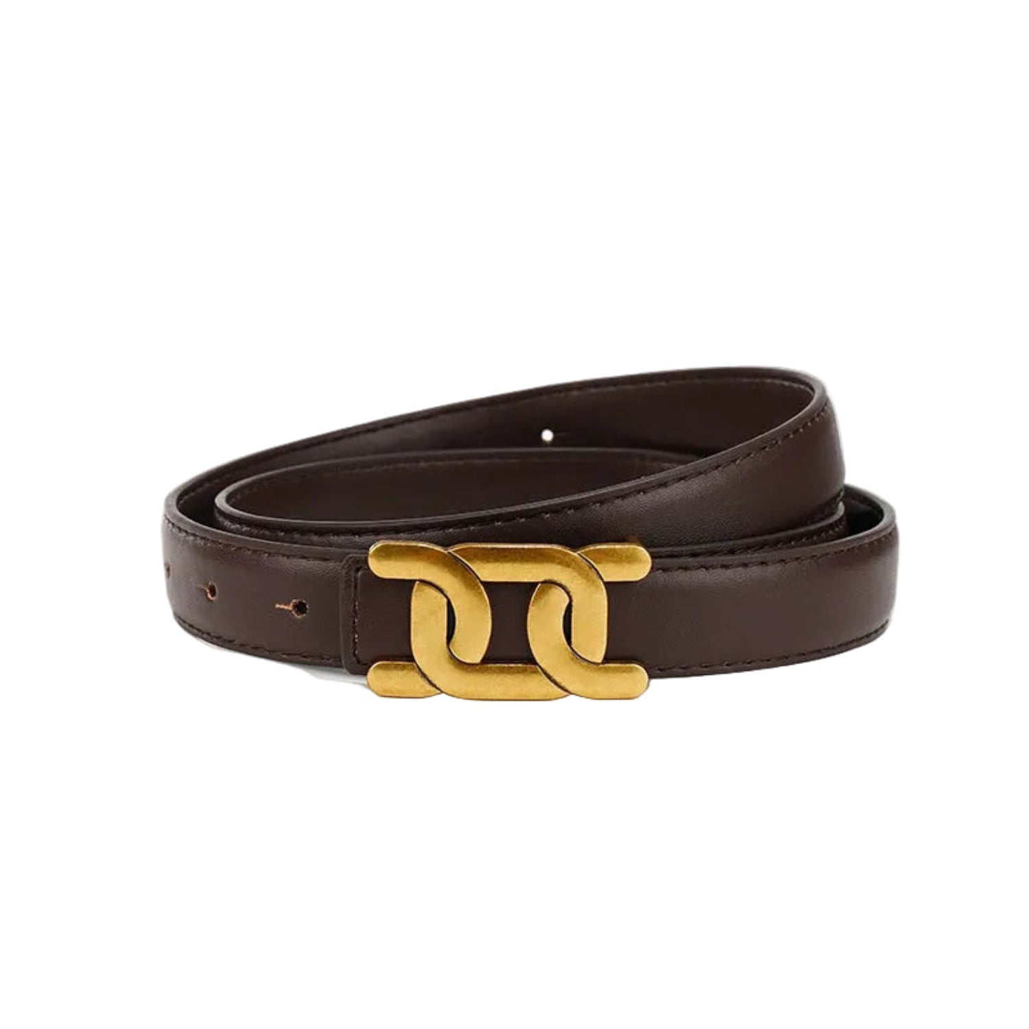 Gold Link Buckle Coffee Belt JLTHB0308