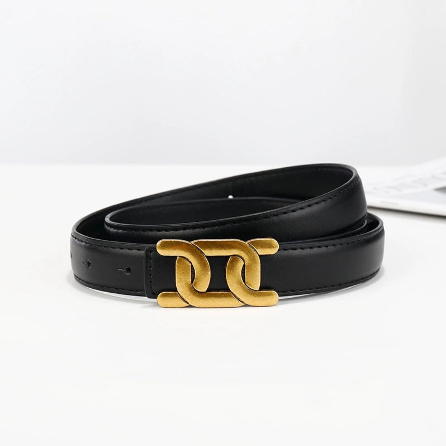 Gold Link Buckle Black Belt JLTHB0309