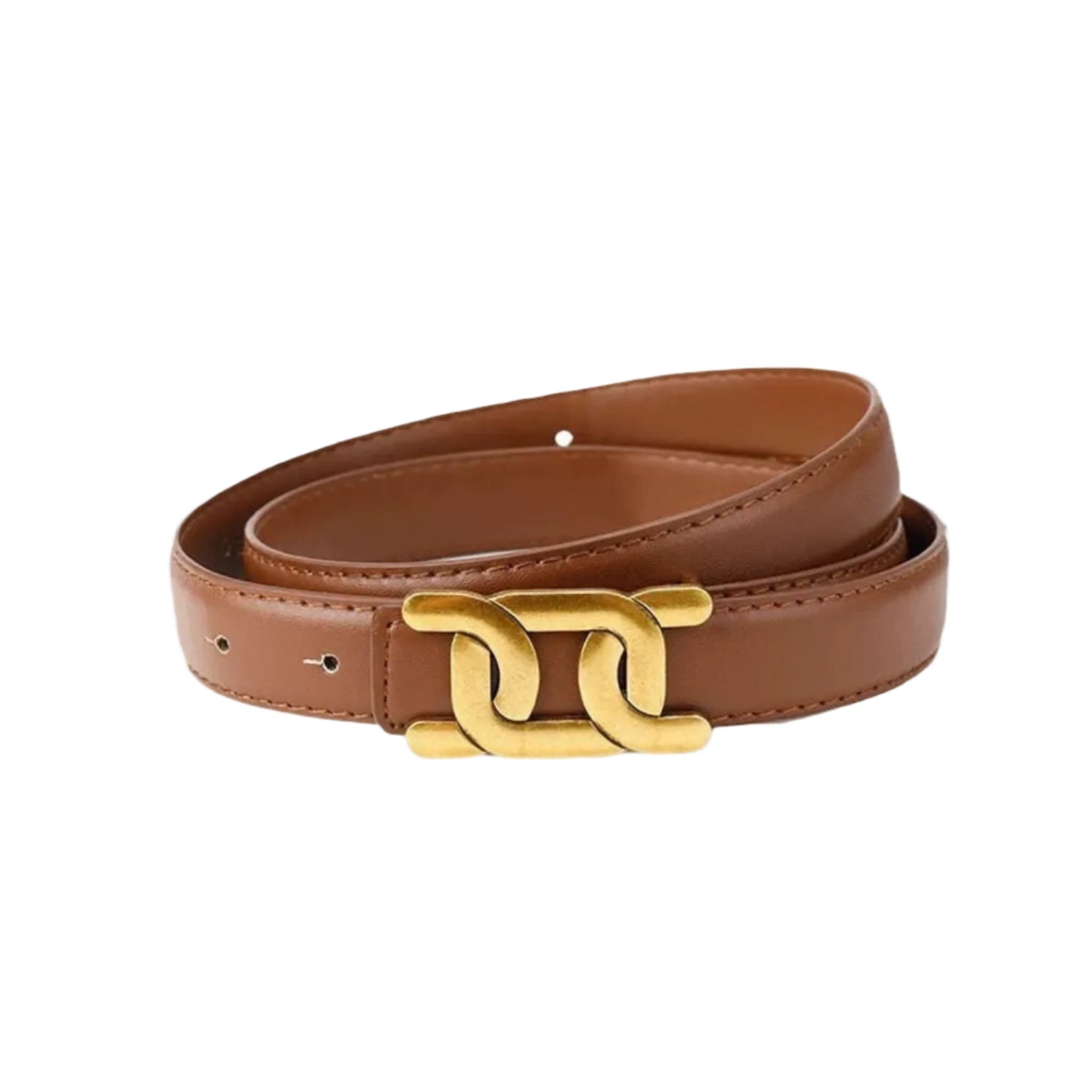 Gold Link Buckle Tan Belt JLTHB0310
