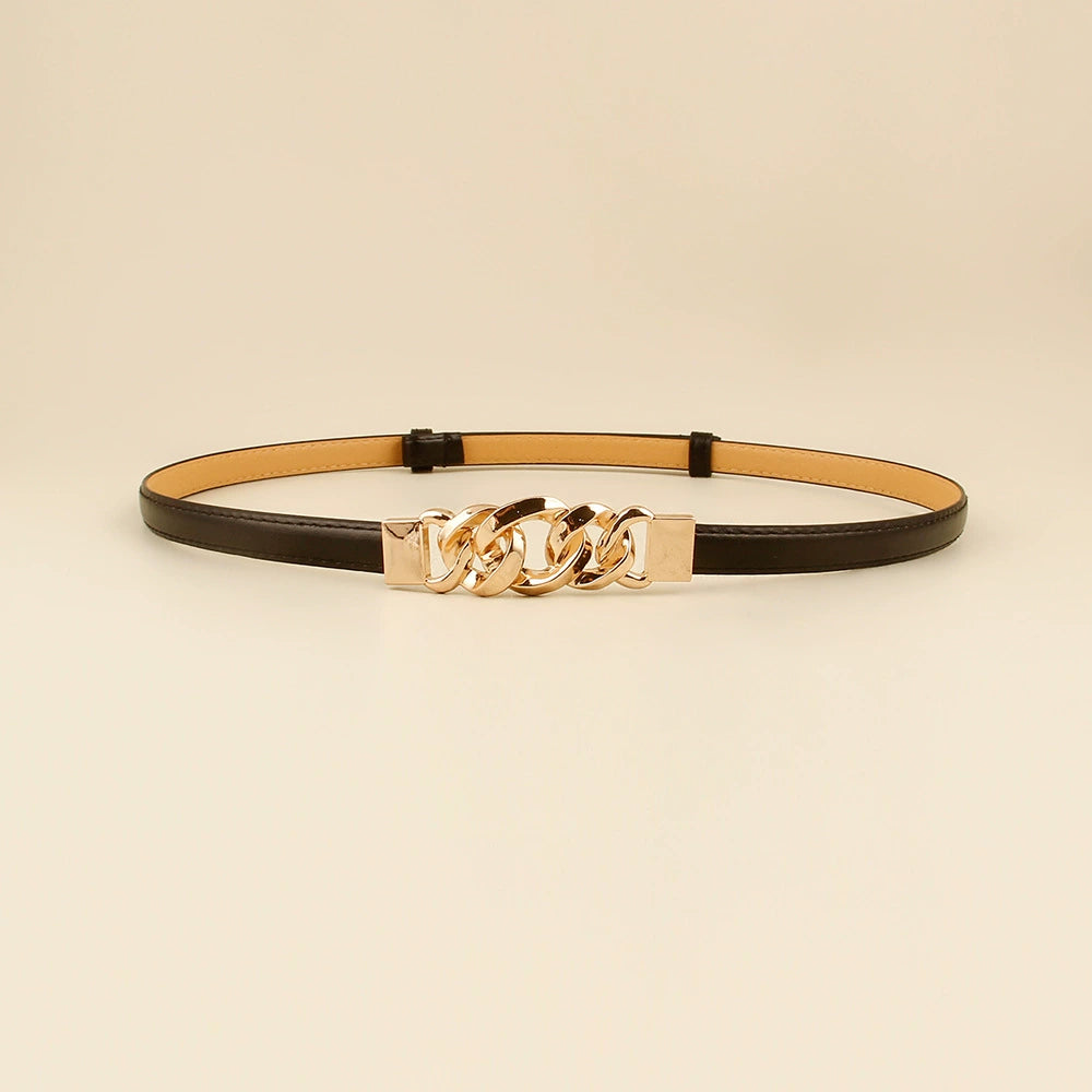 Gold Chain Buckle Brown Belt JLTHB0311