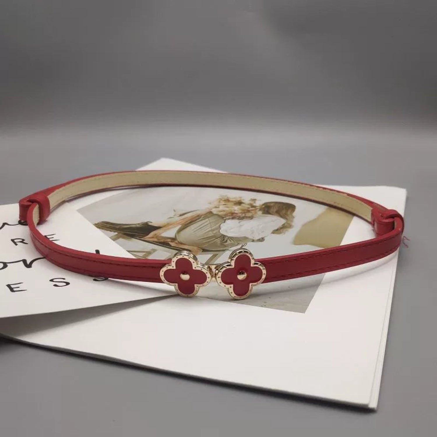 Brown Clover Buckle Slim Belt JLTHB0315