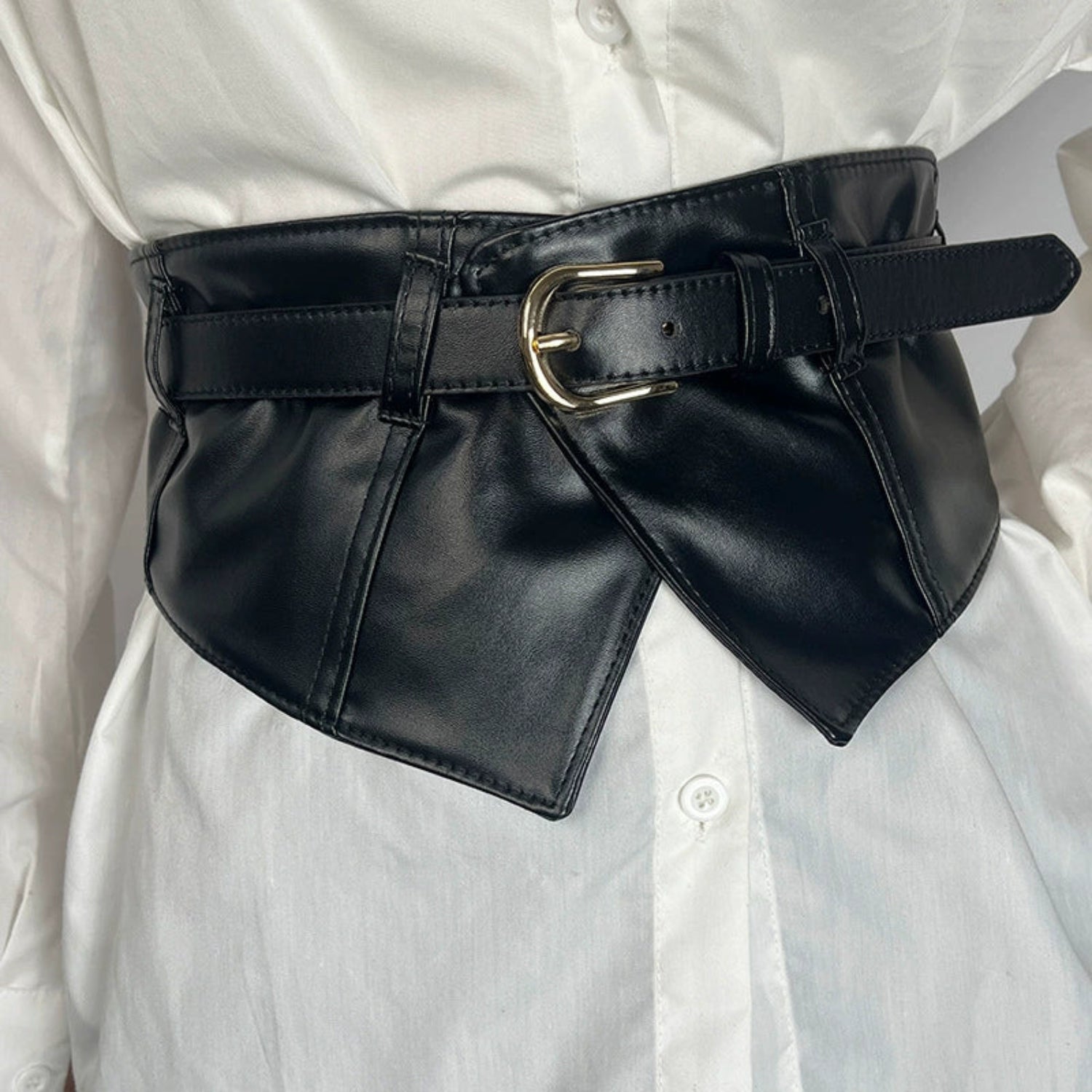 Wide Sculptural Black Corset Belt JLTHB0316