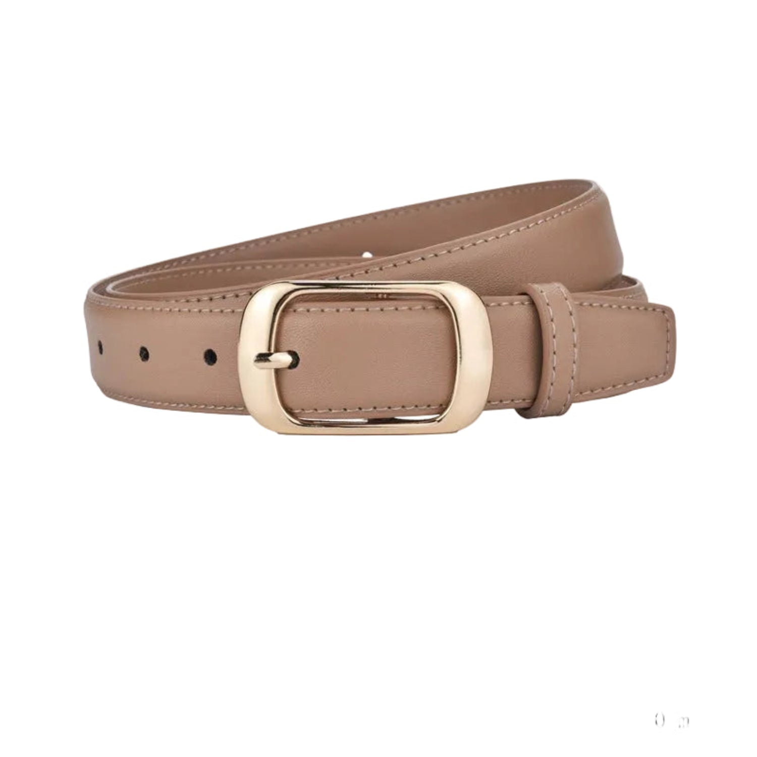 Khaki Leather Gold Buckle Belt JLTHB0318