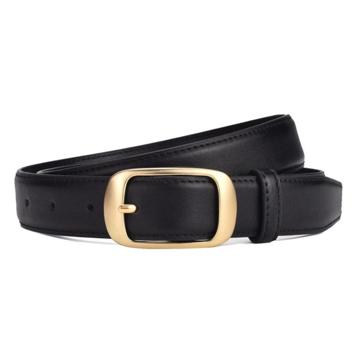 Black Leather Gold Buckle Belt JLTHB0319