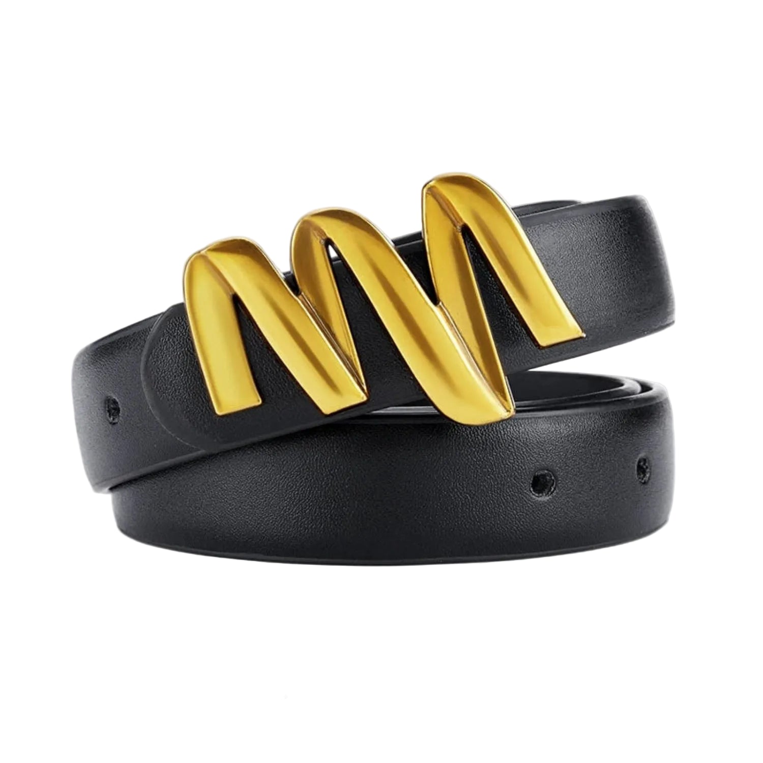 Gold Sculptural M Buckle Belt JLTHB0324