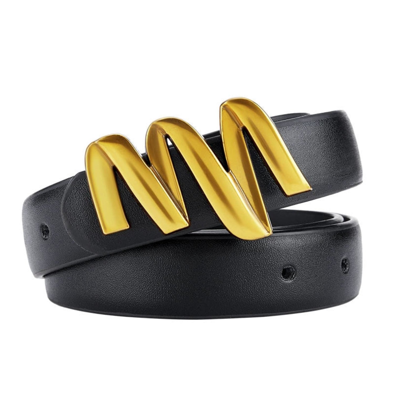 Gold Sculptural M Buckle Belt JLTHB0324