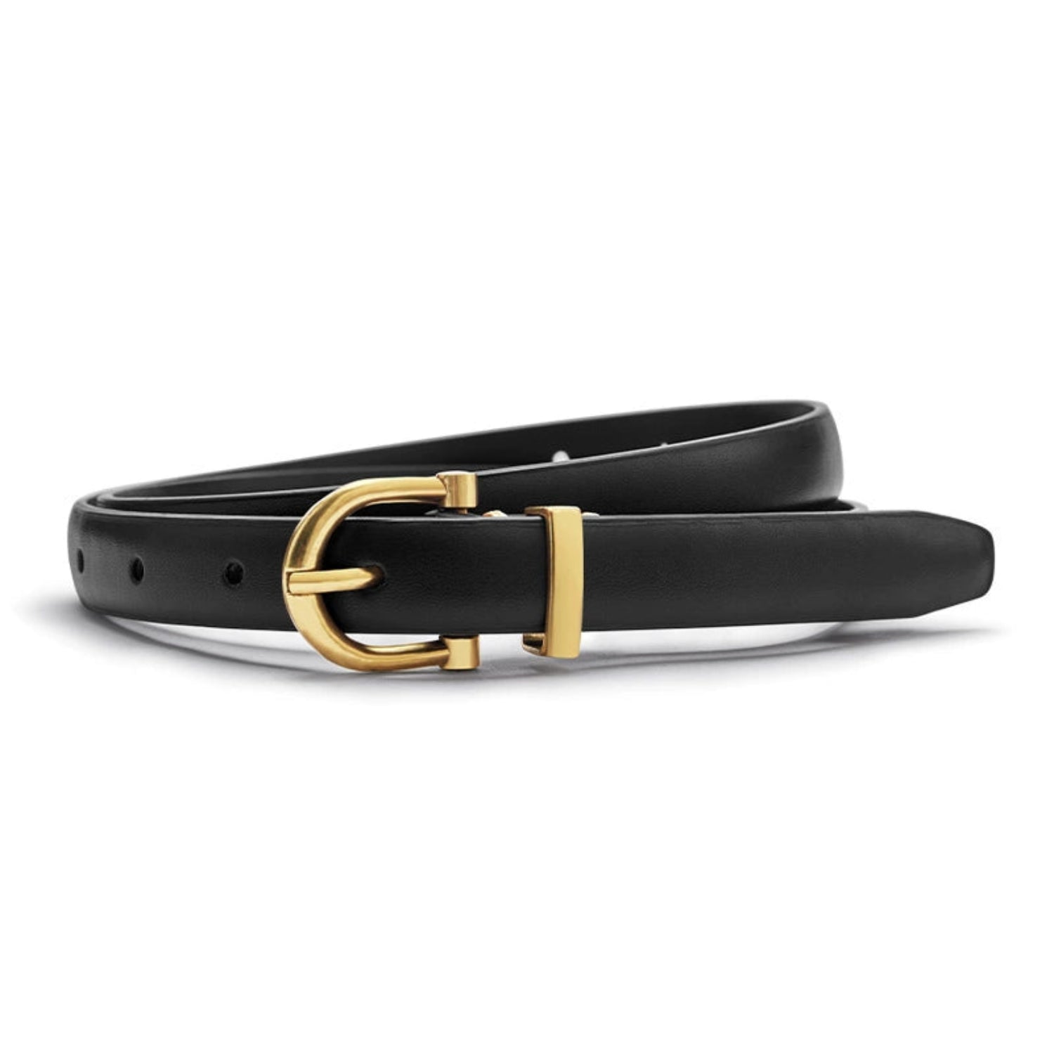 Gold Horseshoe Buckle Black Belt JLTHB0328