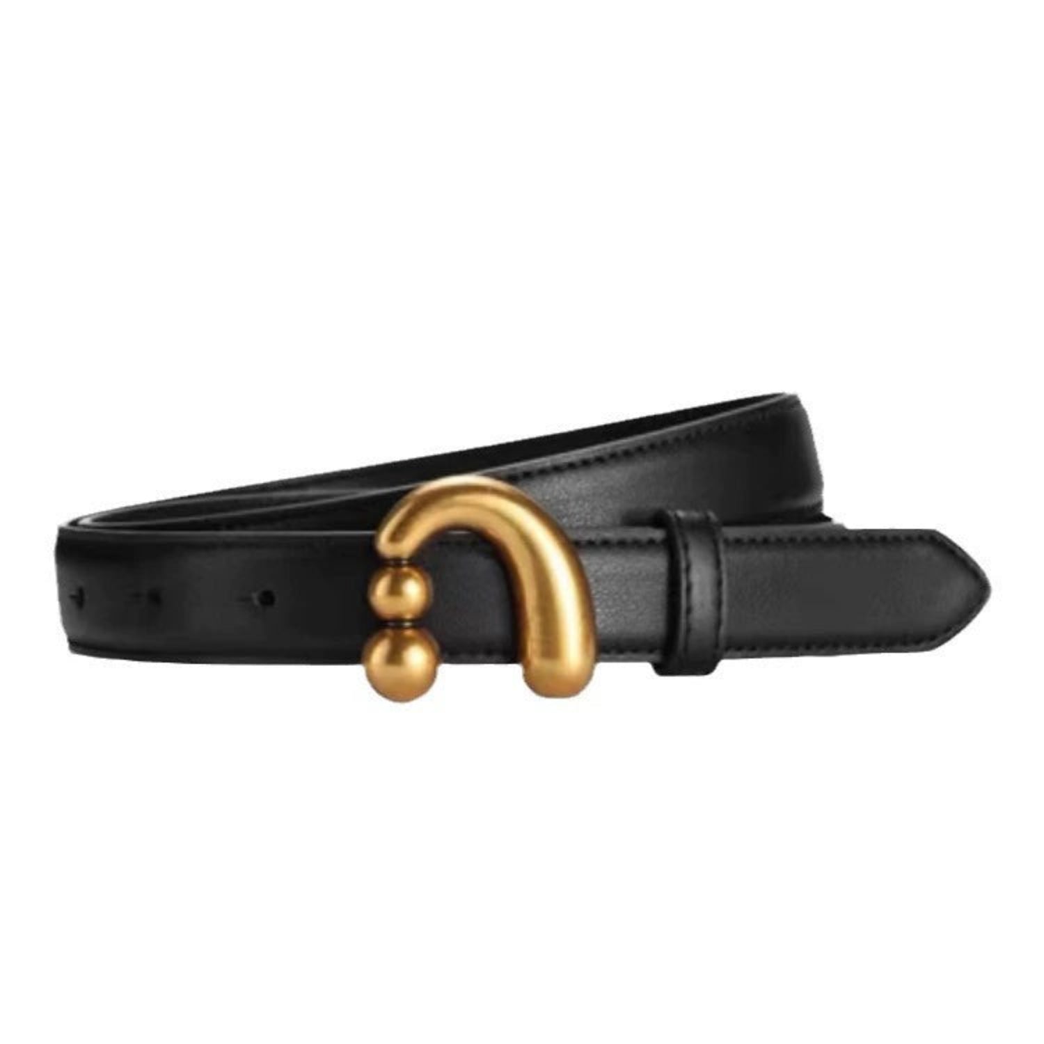 Sculptural Gold Hook Black Belt JLTHB0331