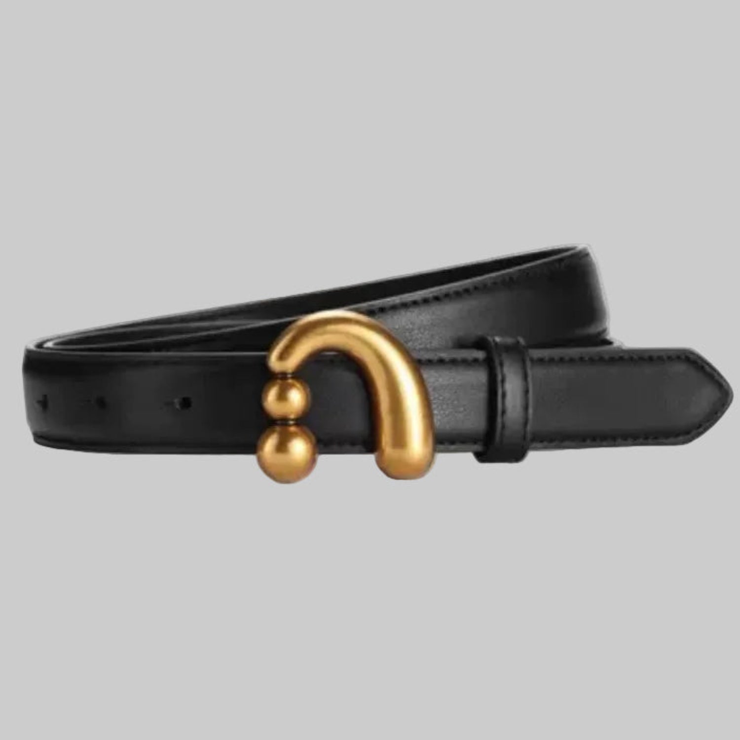 Sculptural Gold Hook Black Belt JLTHB0331