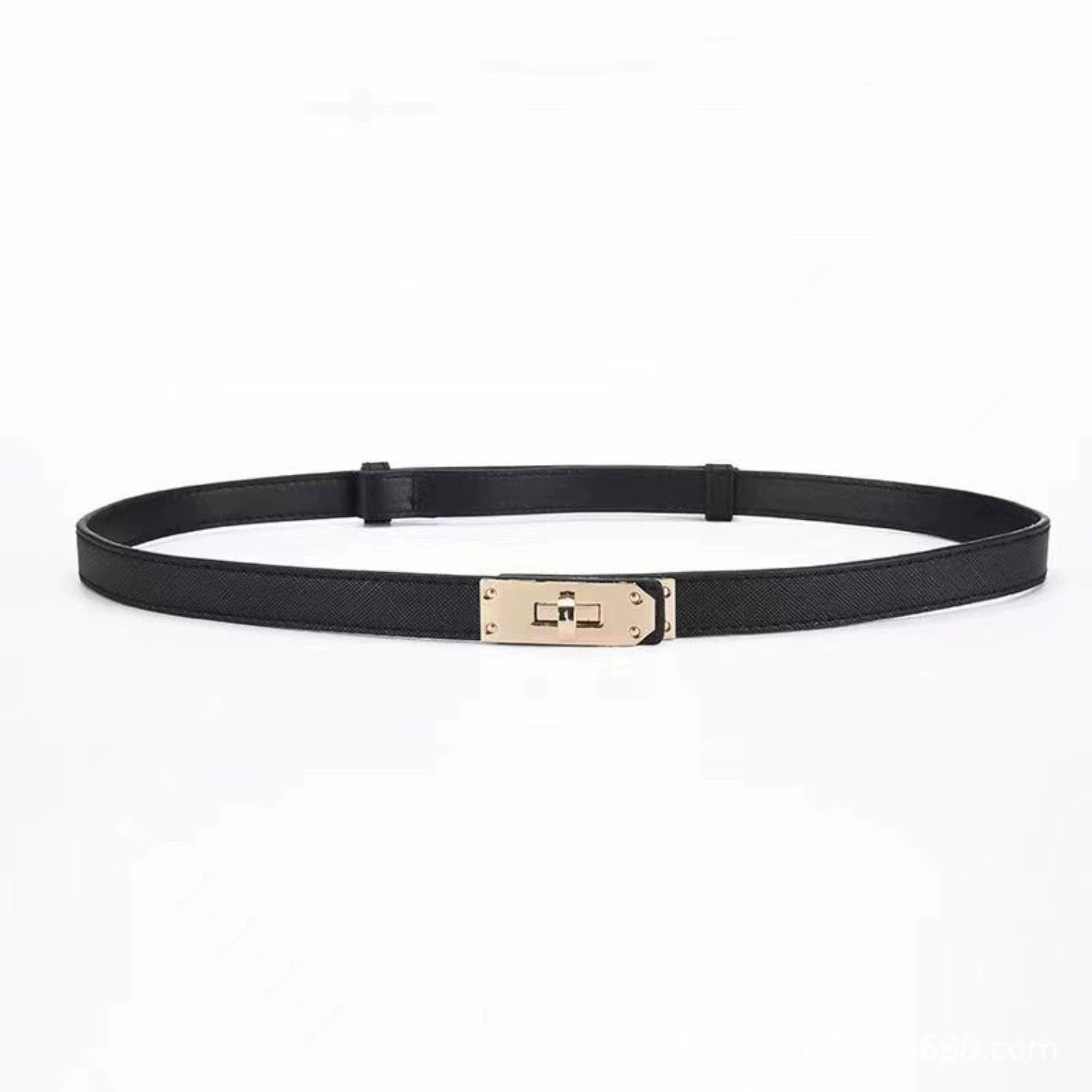 Gold Turn-Lock Slim Black Belt JLTHB0334