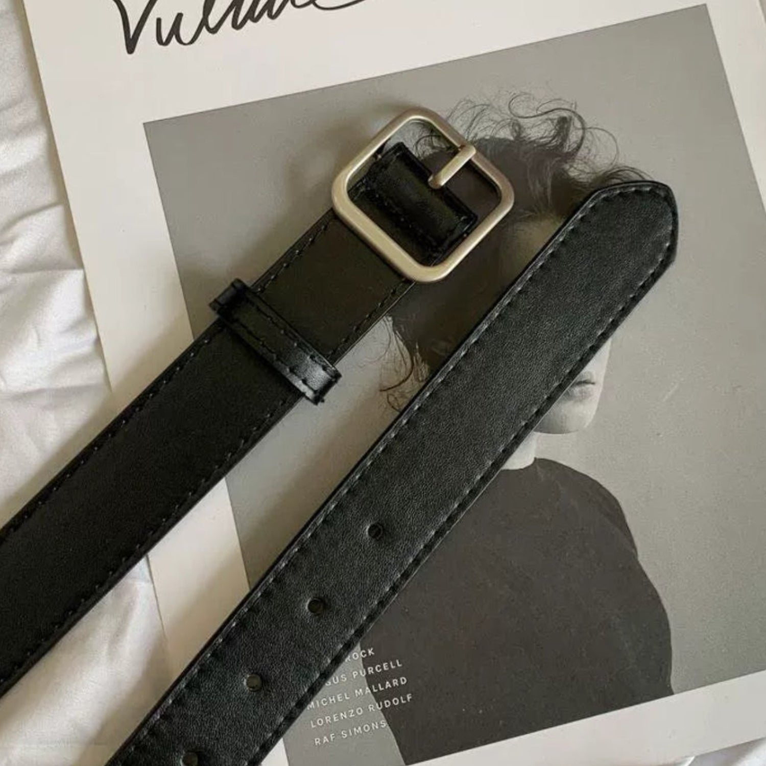 Matte Silver Square Buckle Belt JLTHB0336