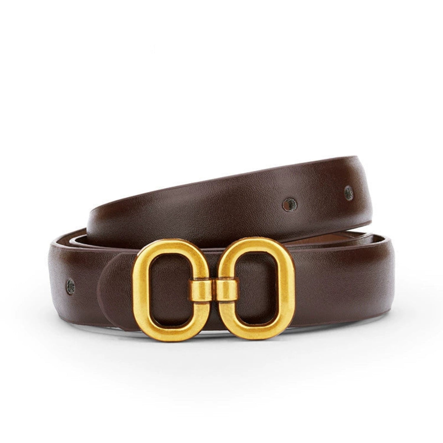 Gold Interlocking Oval Brown Belt JLTHB0342