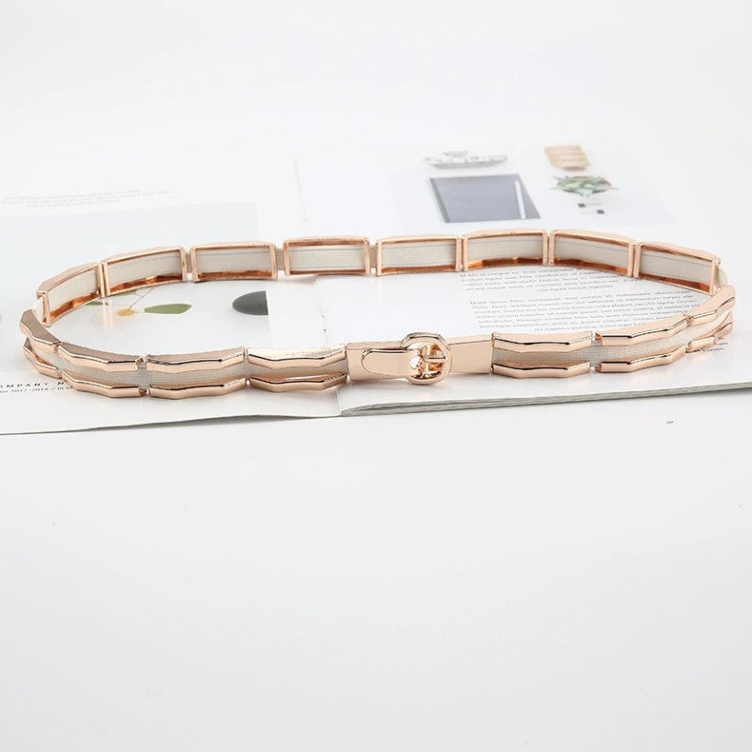 Rose Gold Geometric Stretch Belt JLTHB0353