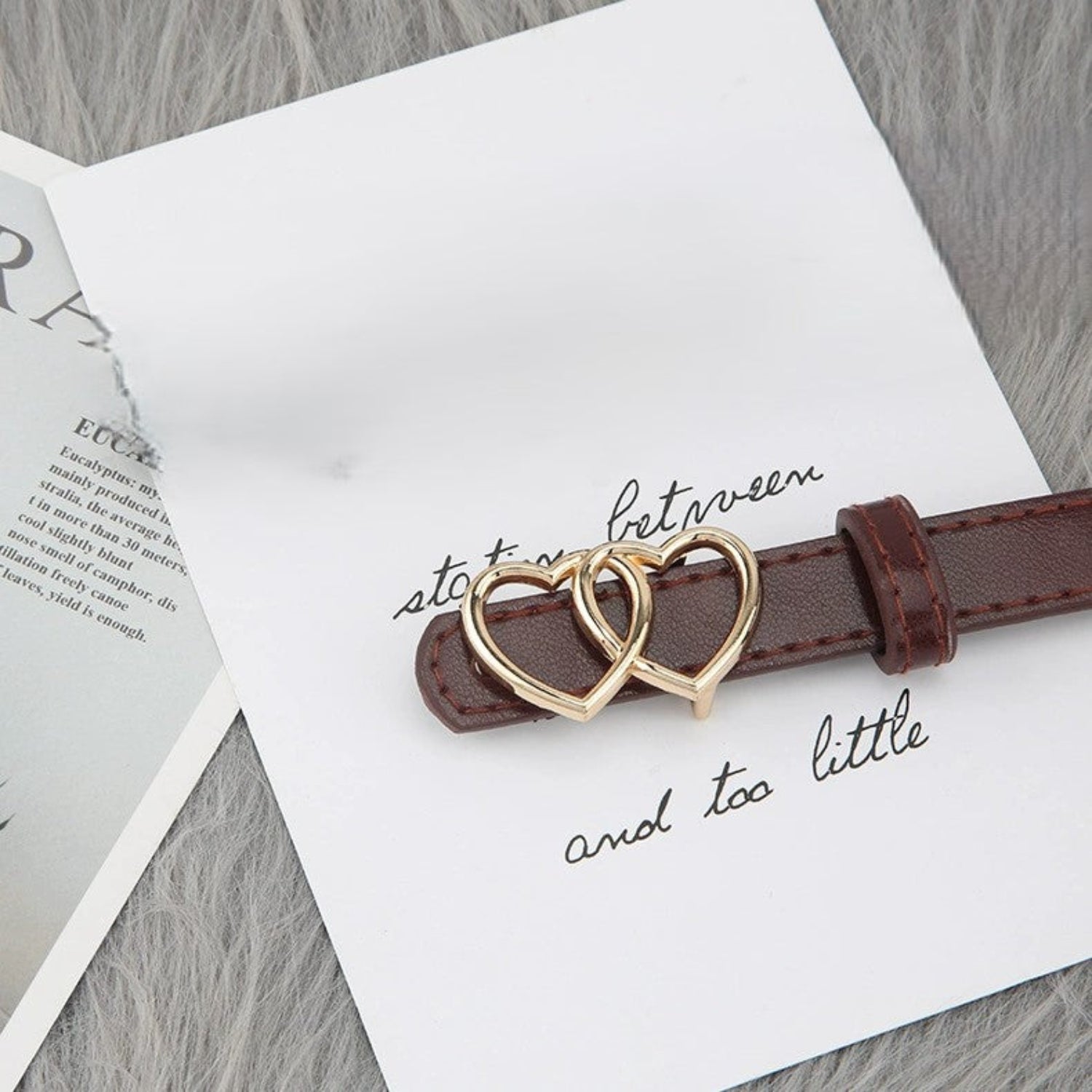 Brown Double Heart Skinny Belt JLTHB0359