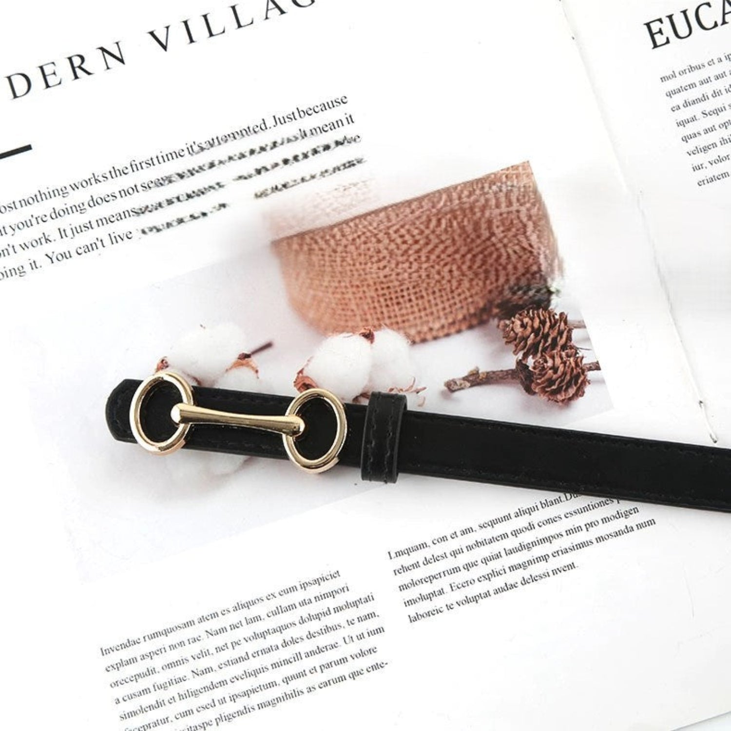 Gold Snaffle Bit Skinny Belt JLTHB0360
