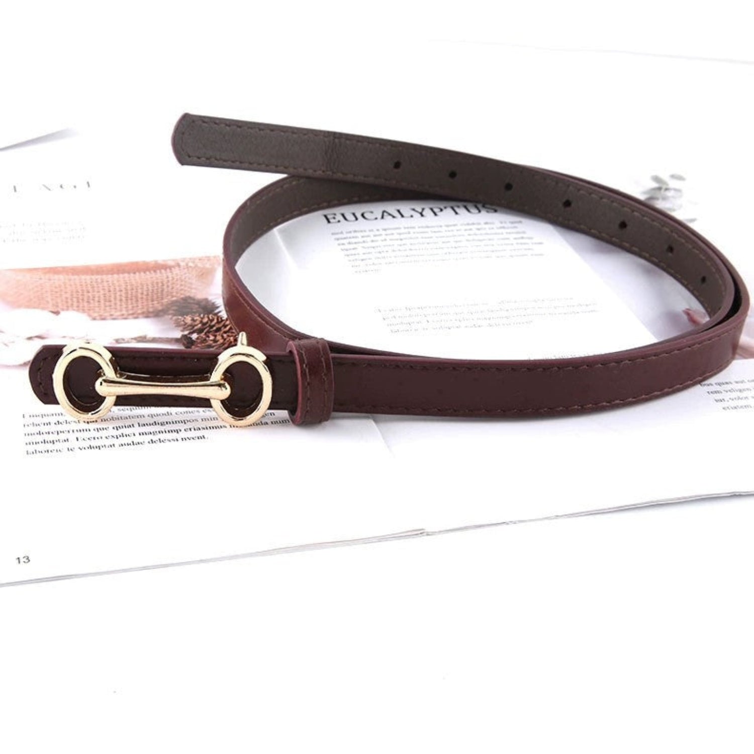 Brown Snaffle Bit Skinny Belt JLTHB0361