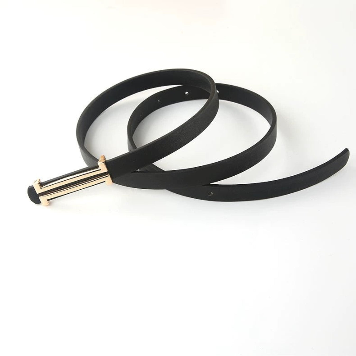 Minimalist Gold H-Buckle Skinny Belt JLTHB0362