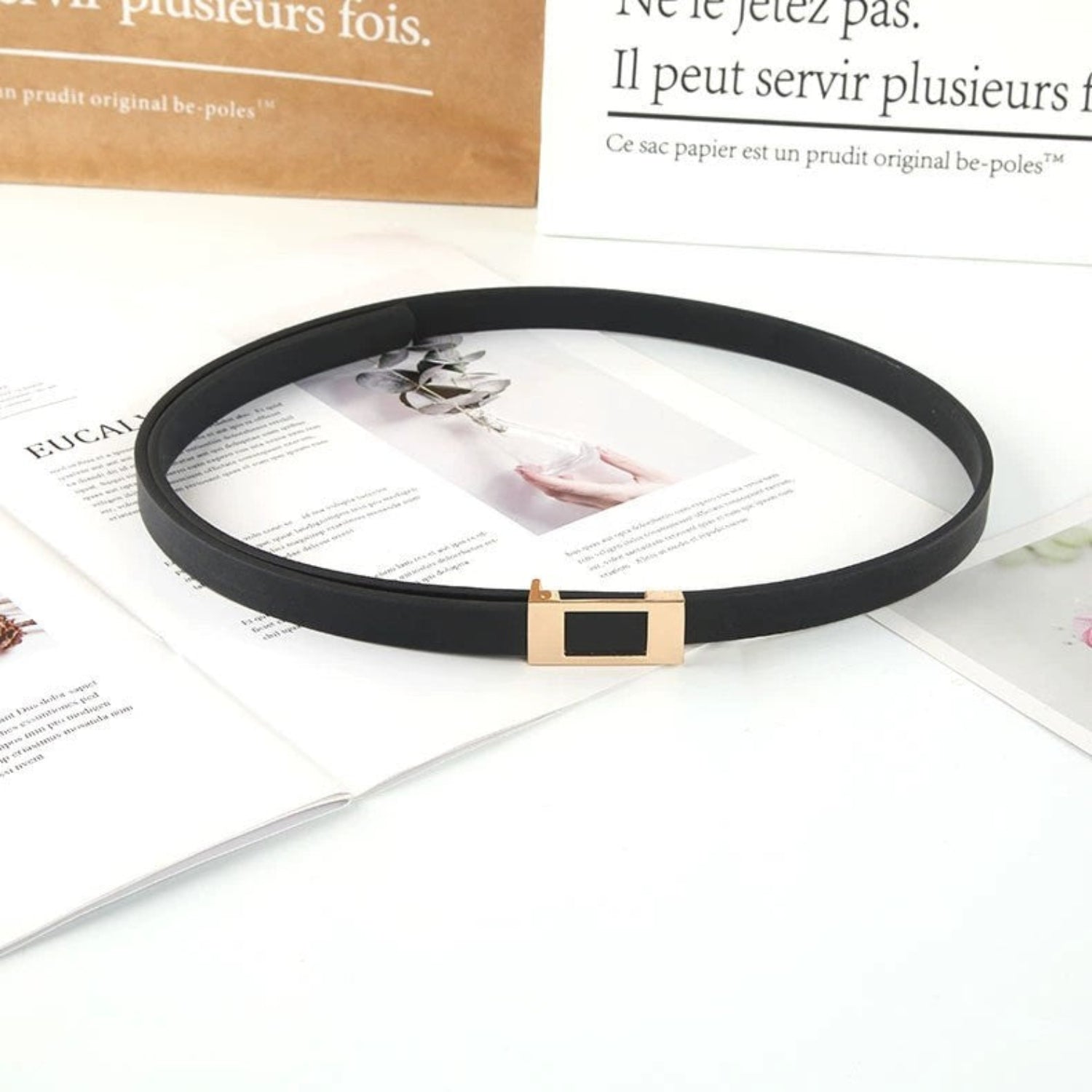 Minimalist Gold Square Skinny Belt JLTHB0363