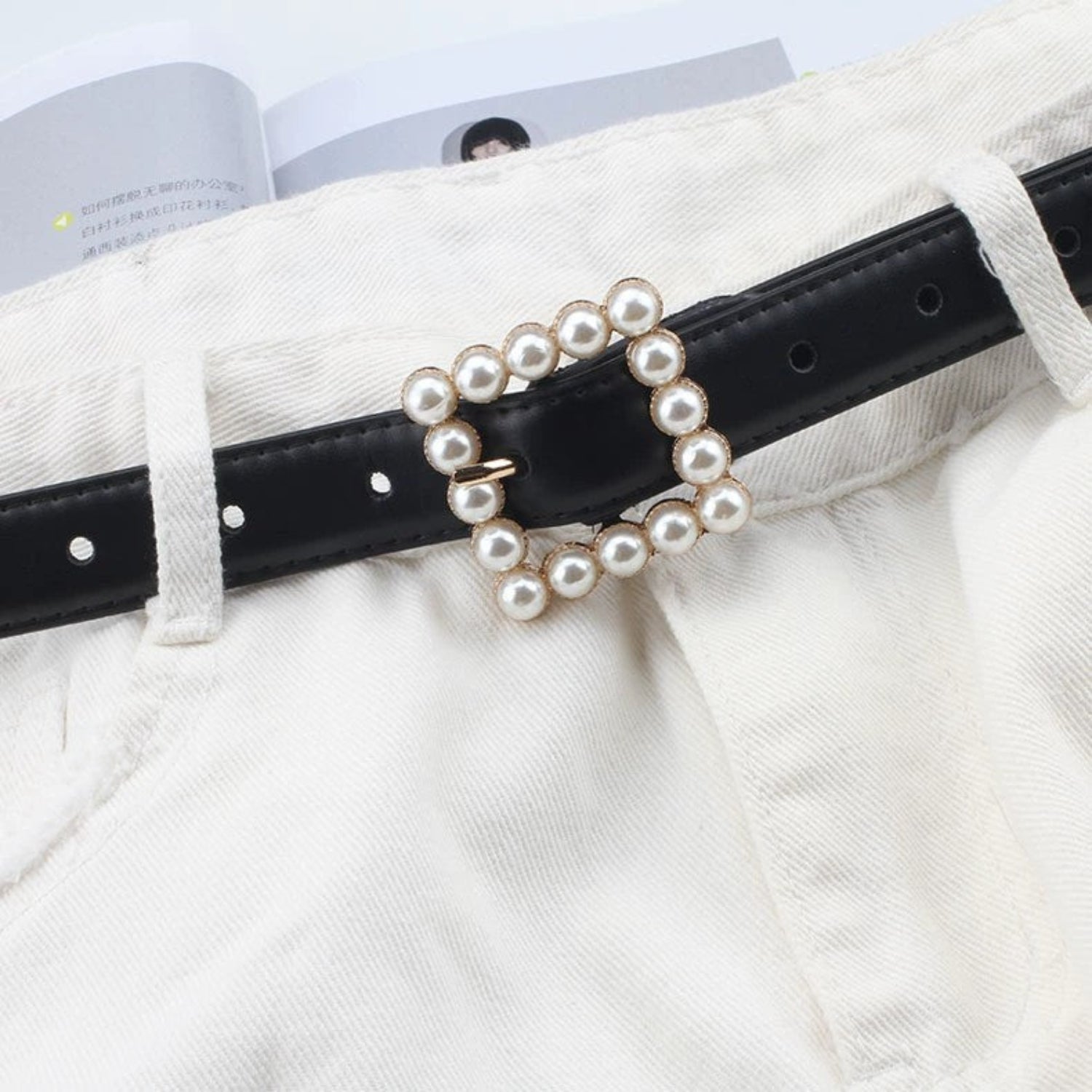 Quilted Pouch Skinny Gold Belt JLTHB0365