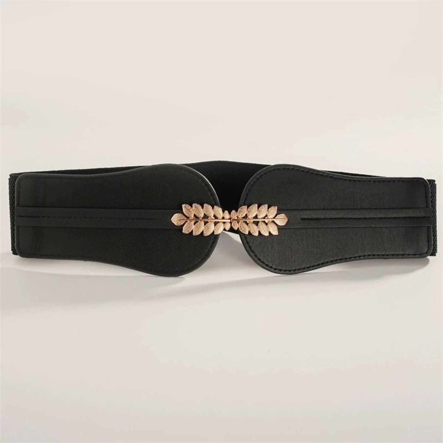 Gold Leaf Wide Elastic Black Belt JLTHB0388