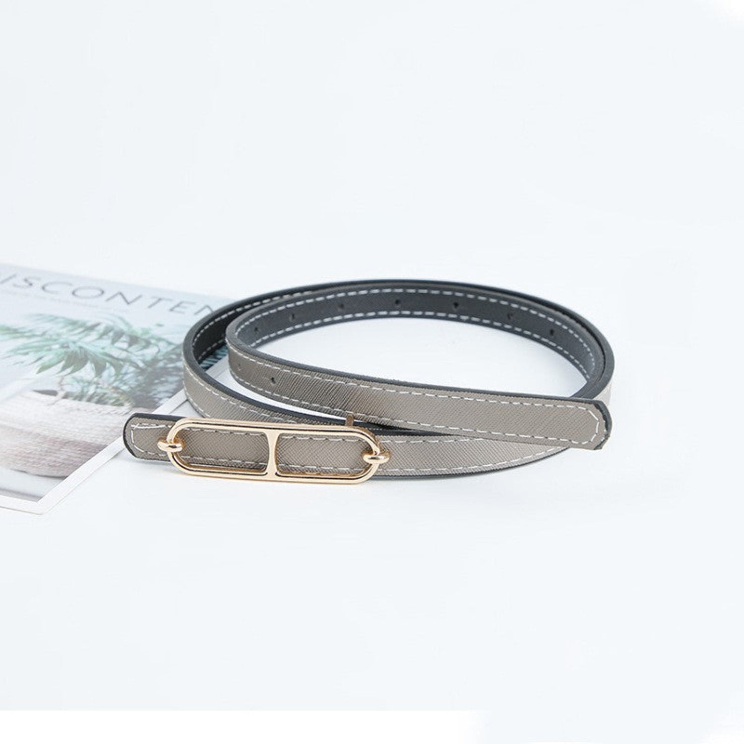 Pearl Wreath Buckle Skinny Off White Belt JLTHB0392