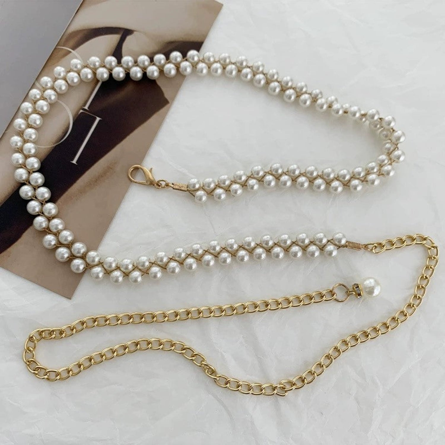 Double Strand Pearl Chain Belt JLTHB0403