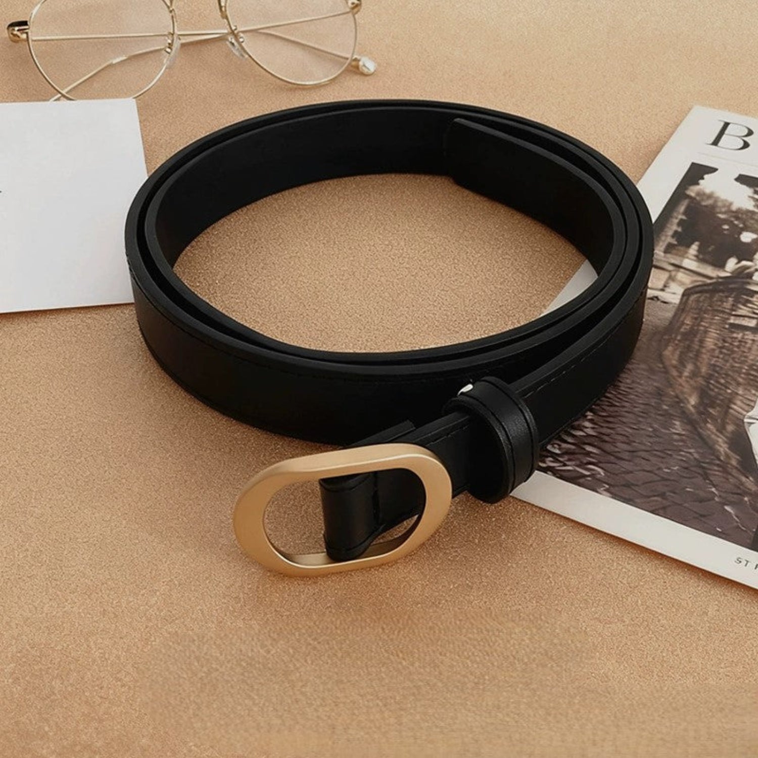 Minimalist Gold Oval Buckle Belt JLTHB0404