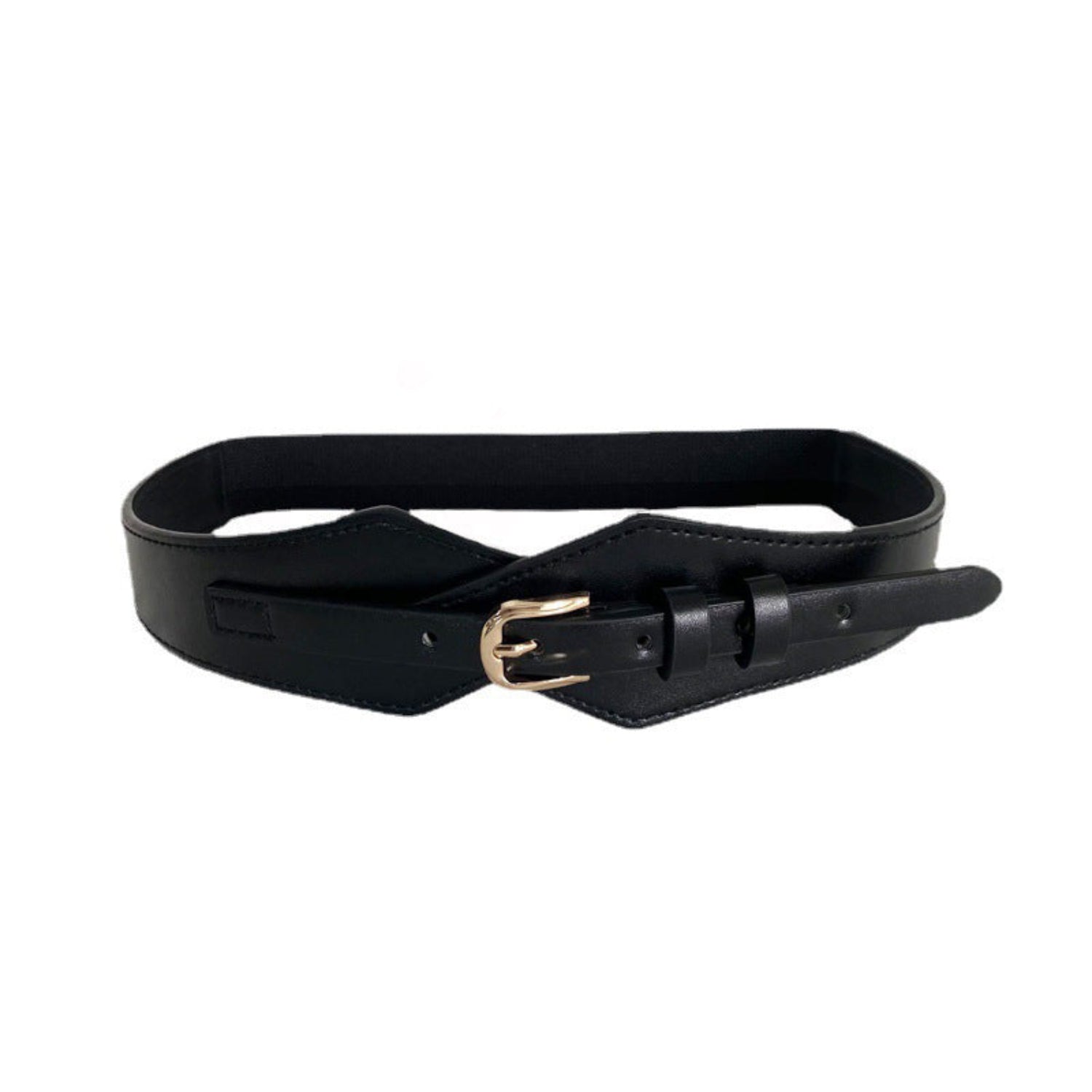 Black Geometric Leather Waist Belt JLTHB0409