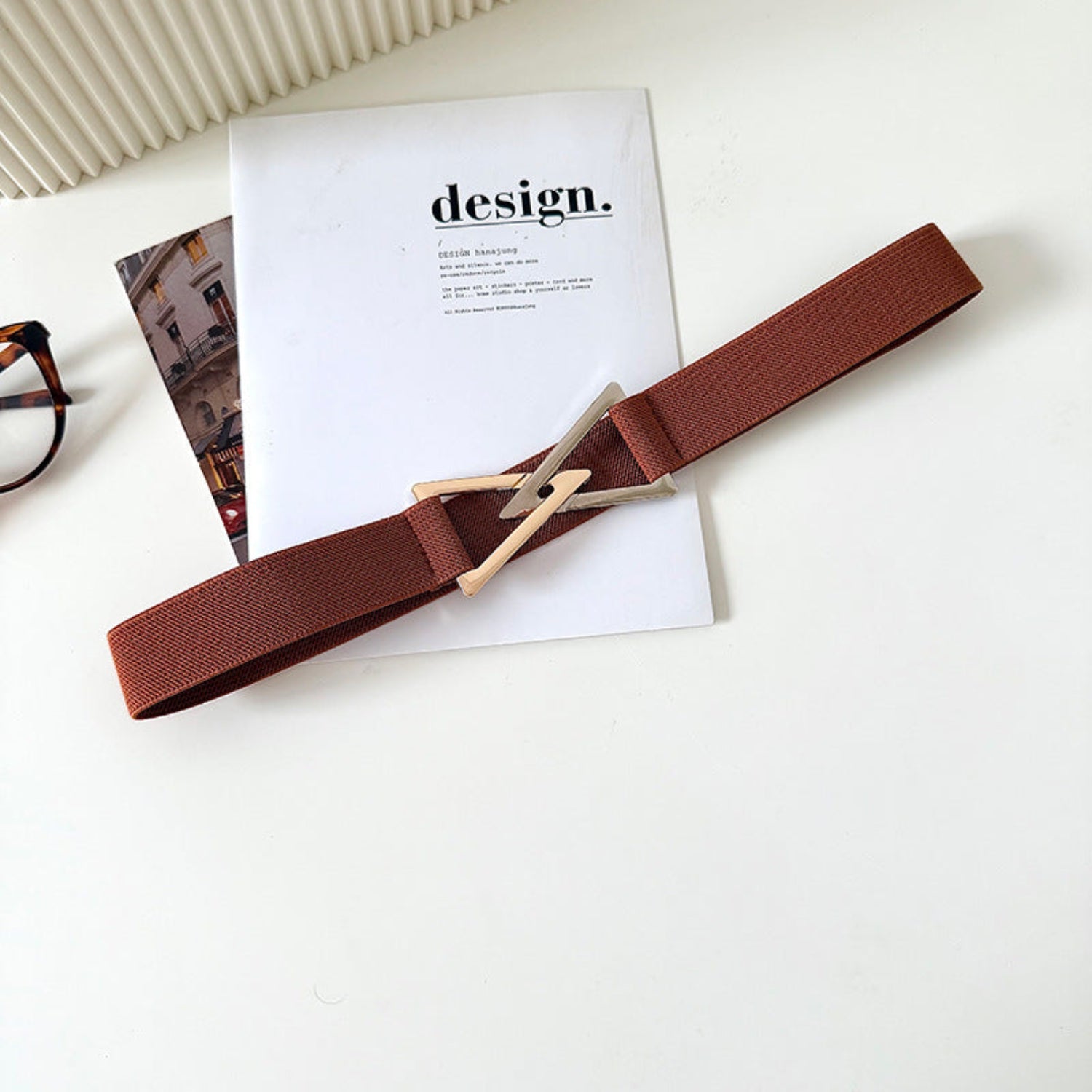 Brown Elastic Triangle Buckle Belt JLTHB0411