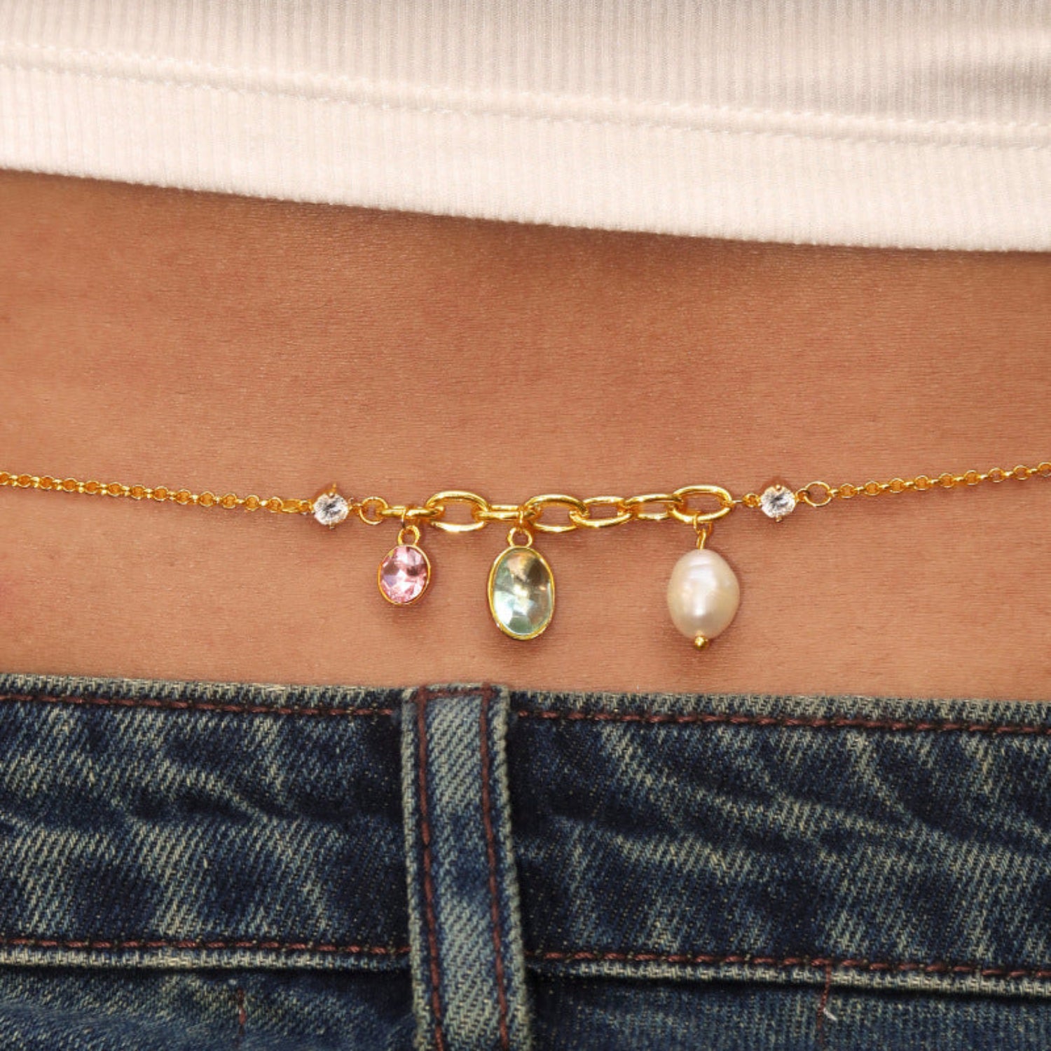 Gold Charm Multi-Color Waist Chain JLTHB0413