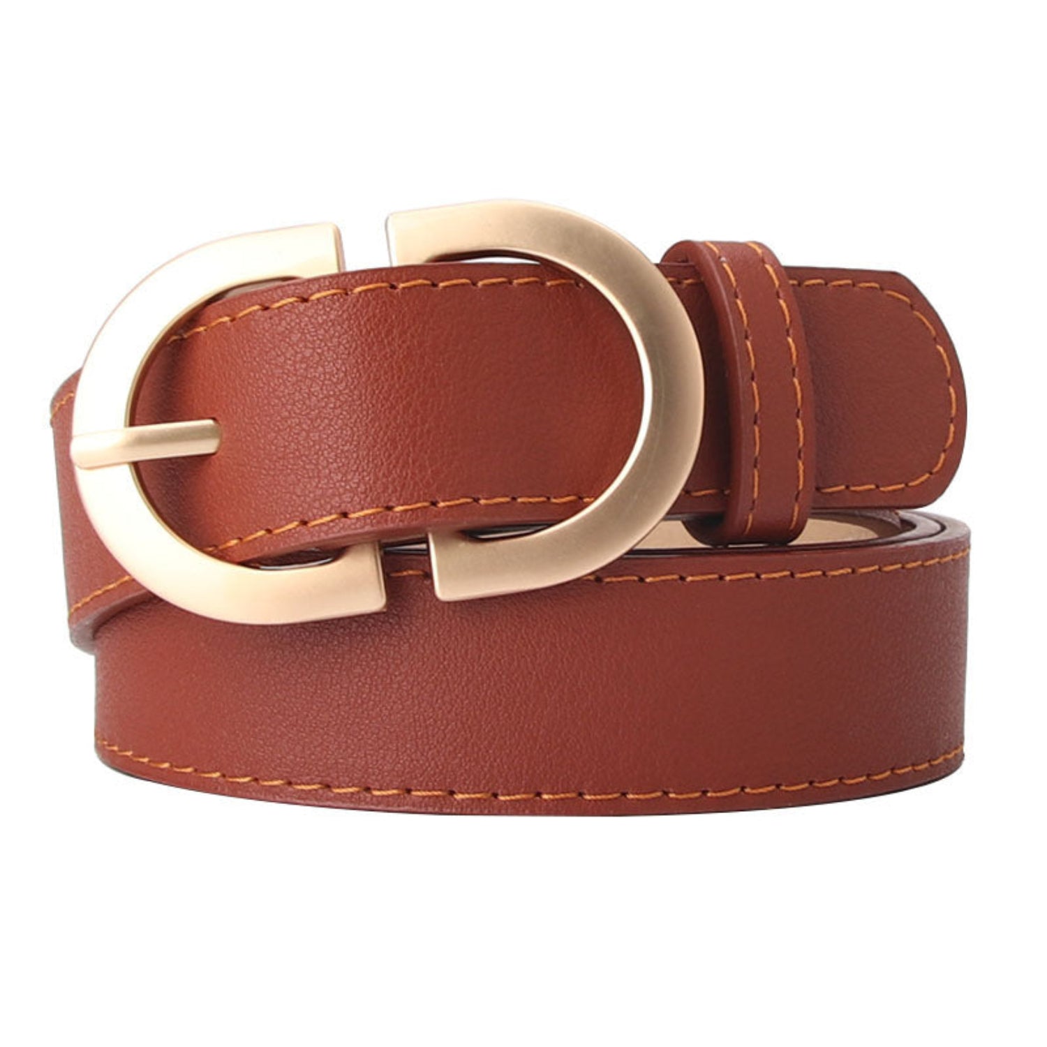 Double-D Brown Buckle Leather Belt JLTHB0417