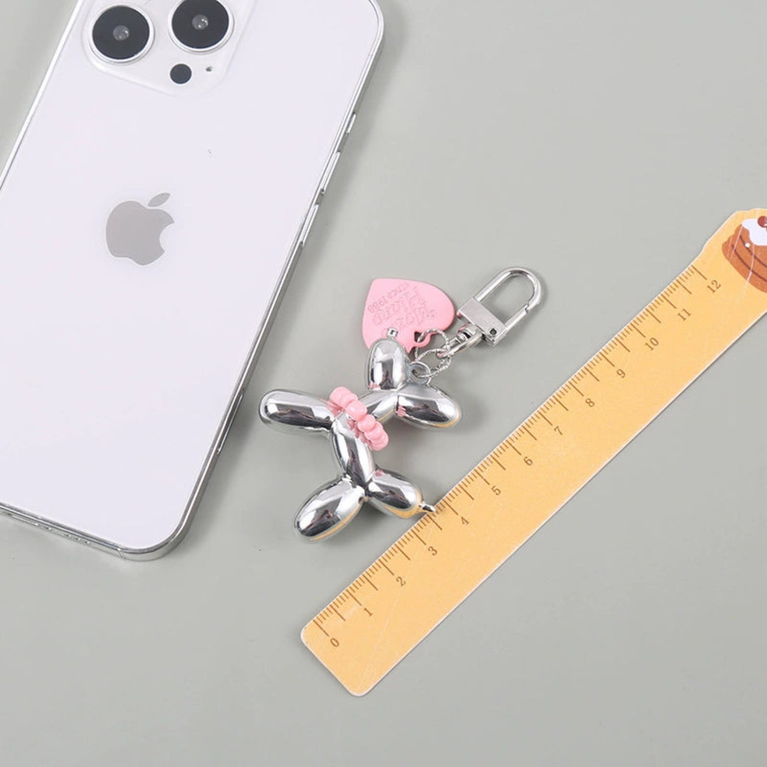Silver Balloon Dog Heart Keychain JLTKC0001
