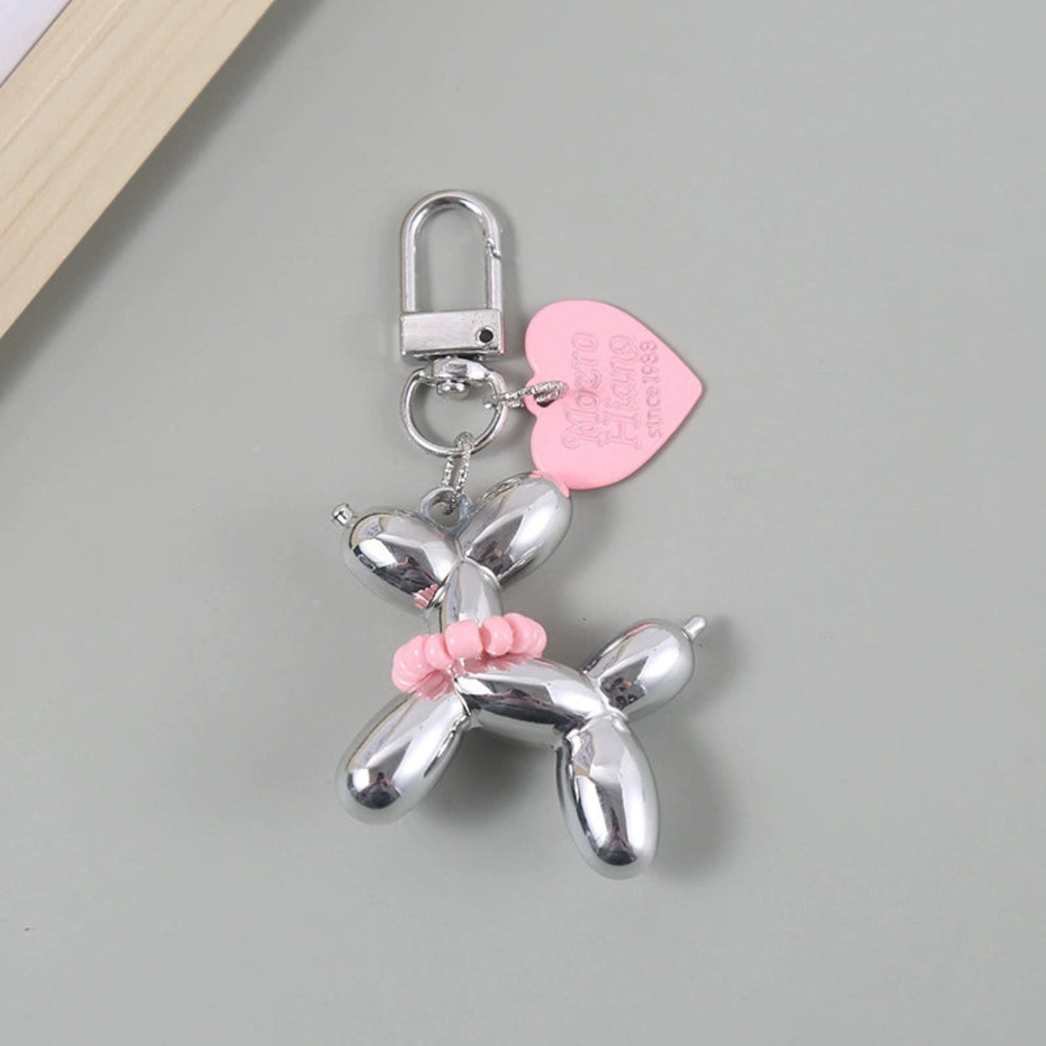 Silver Balloon Dog Heart Keychain JLTKC0001