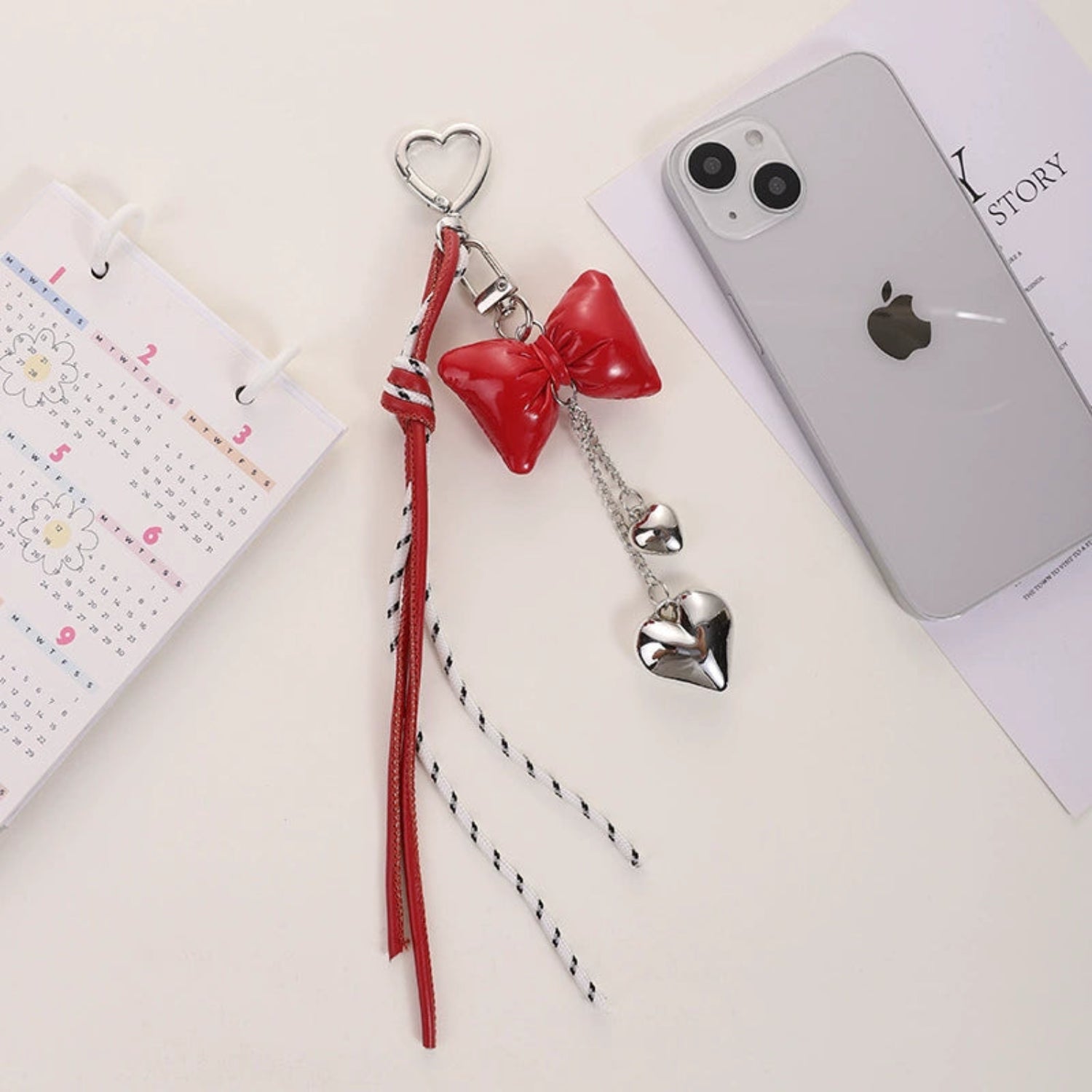 Red Heart Bow Tassel Keychain JLTKC0005