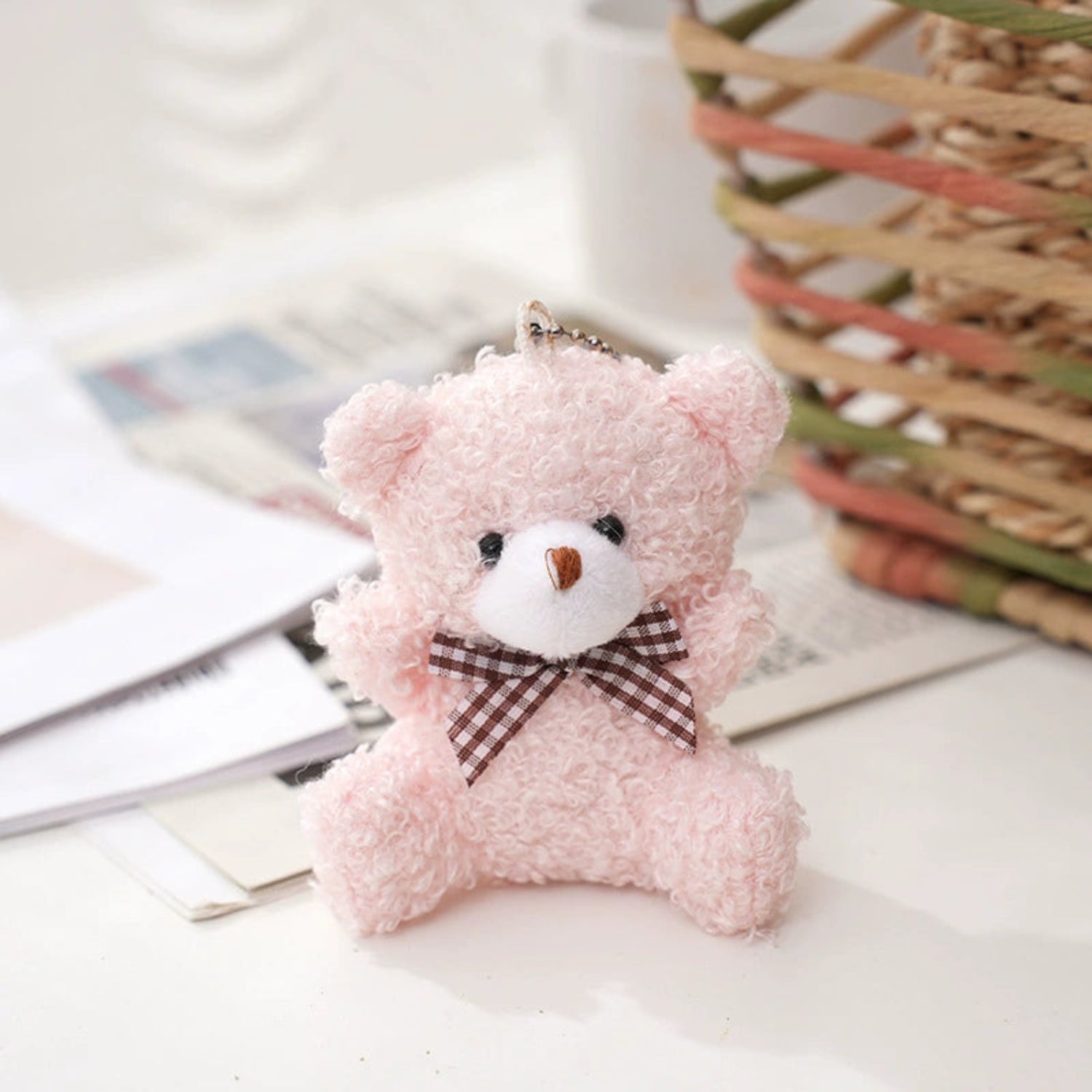 Pink Plush Teddy Bear Keychain JLTKC0008