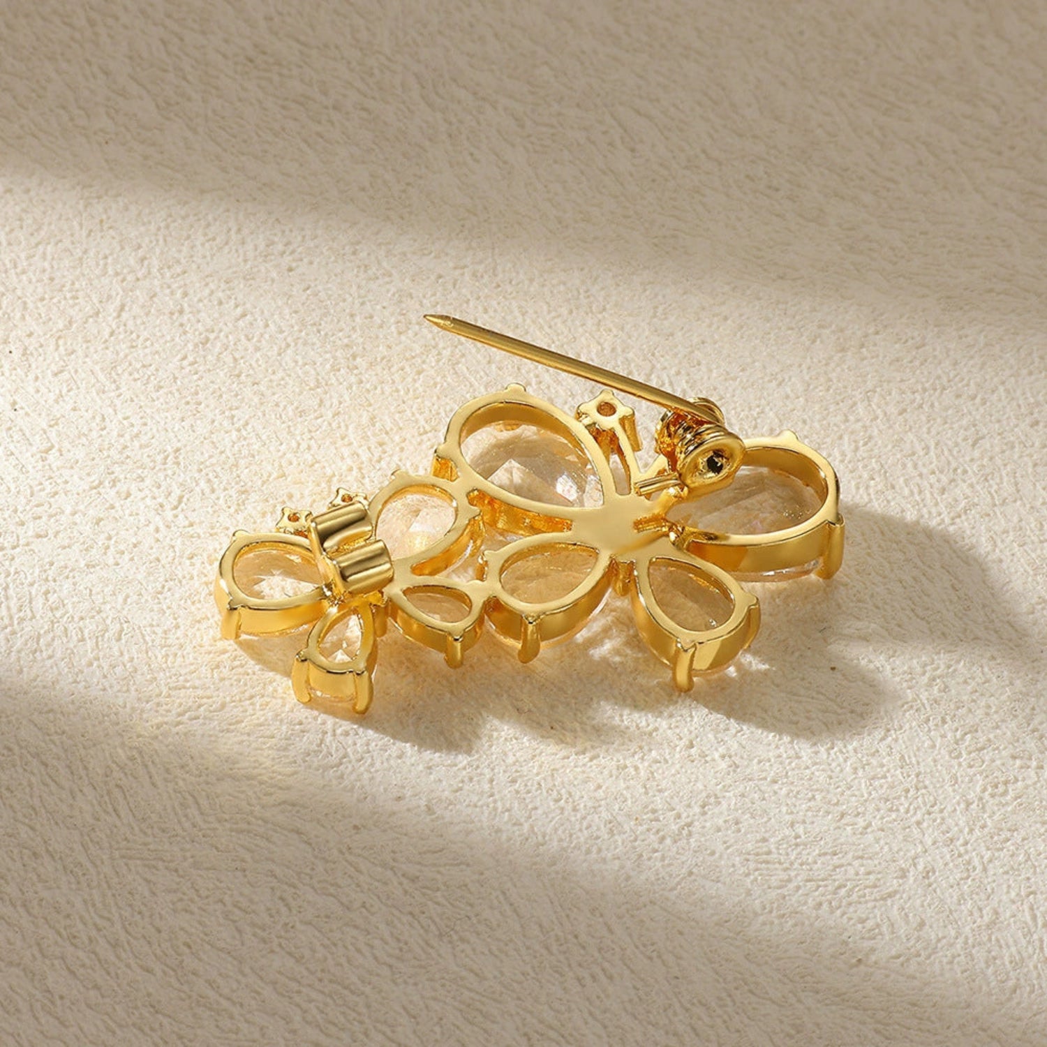 Gold Crystal Butterfly Stud Brooch JLTMC0006