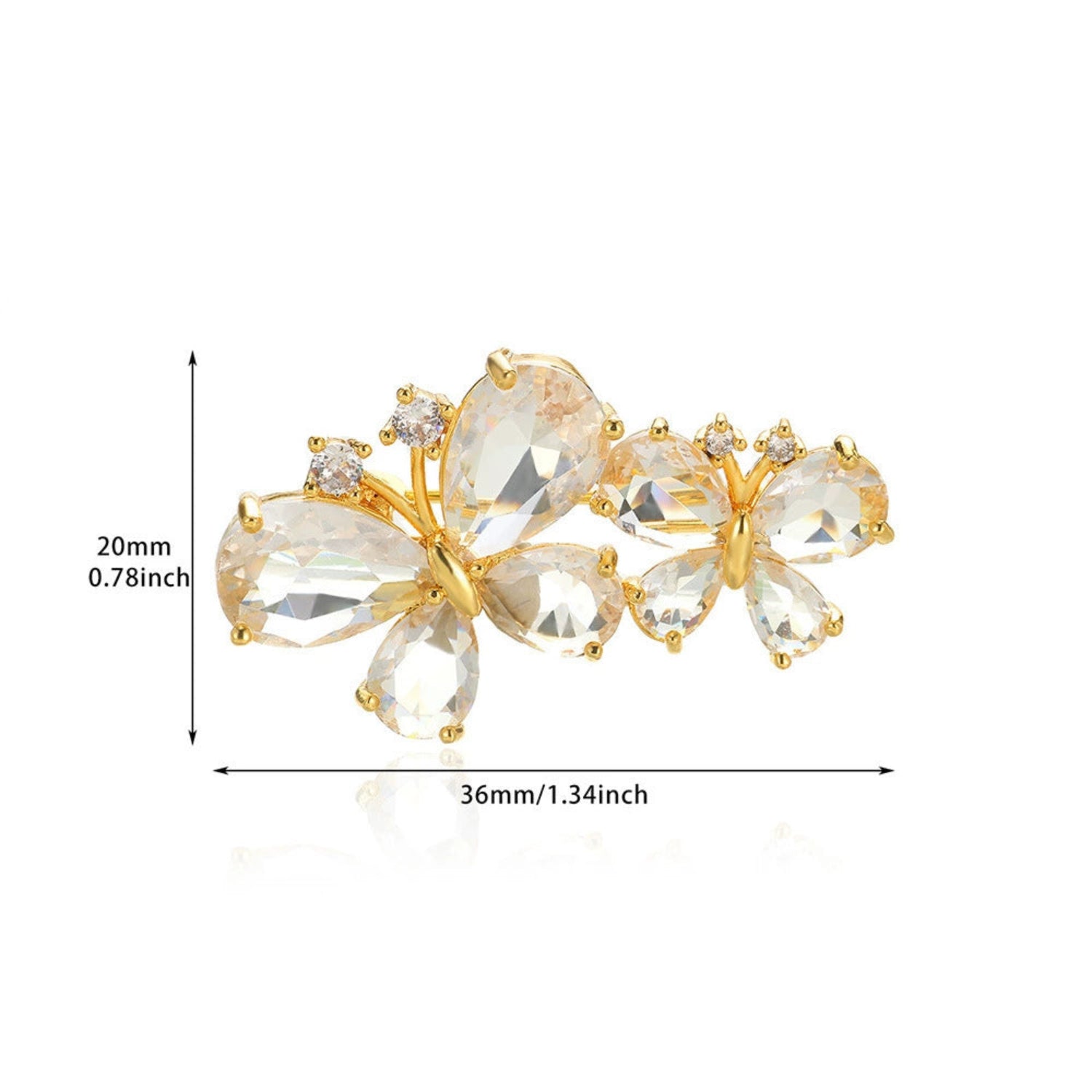 Gold Crystal Butterfly Stud Brooch JLTMC0006