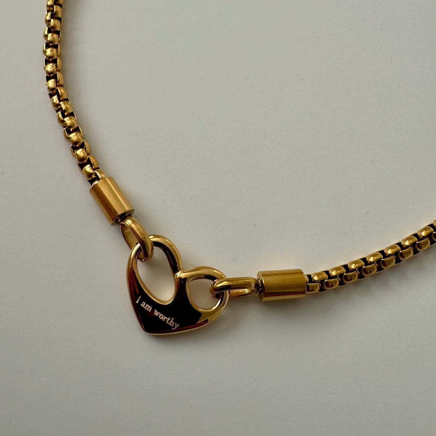 Hollow Heart "I Am Worthy" Pendant Chain Necklace JLTN1230