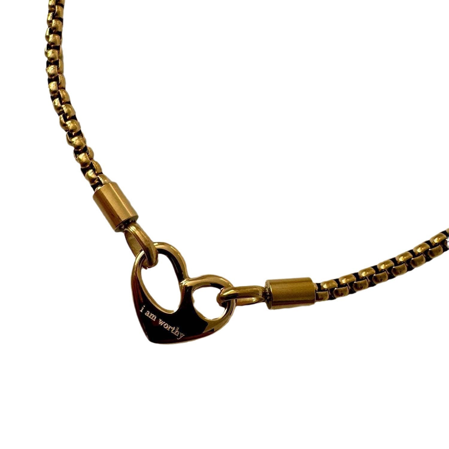 Hollow Heart "I Am Worthy" Pendant Chain Necklace JLTN1230