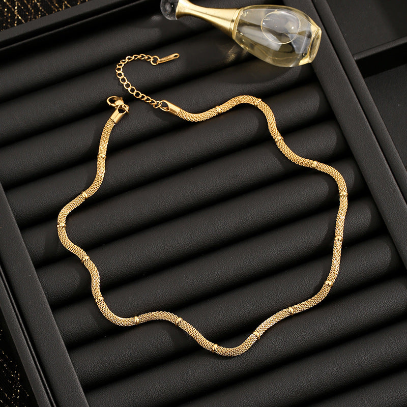 Shell Oval Pendant Tone Mesh Gold Necklace JLTN1233