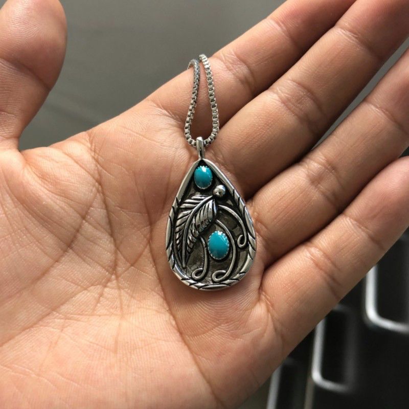 Retro Dyed Black Feather Silver Plated  Pendant Multicolor Necklace JLTN1238