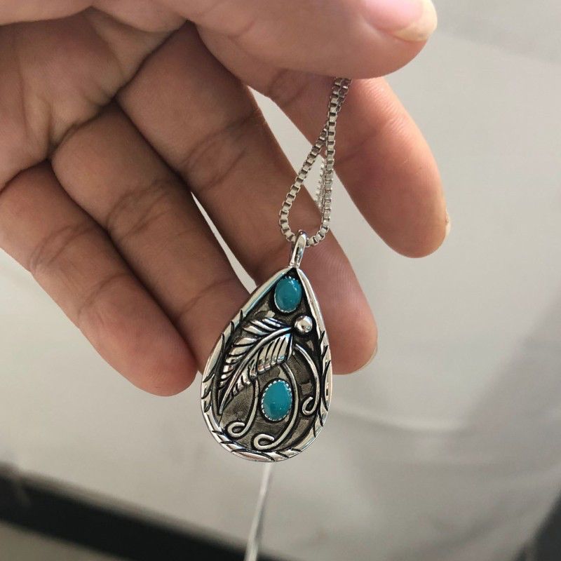Retro Dyed Black Feather Silver Plated  Pendant Multicolor Necklace JLTN1238
