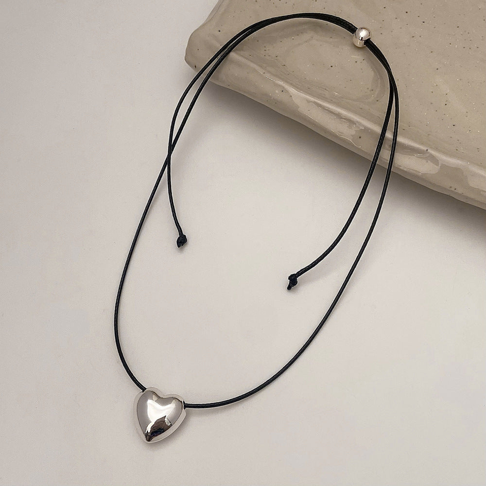 Rope Tie Metal Sense Love Pendant Silver Necklace JLTN1240